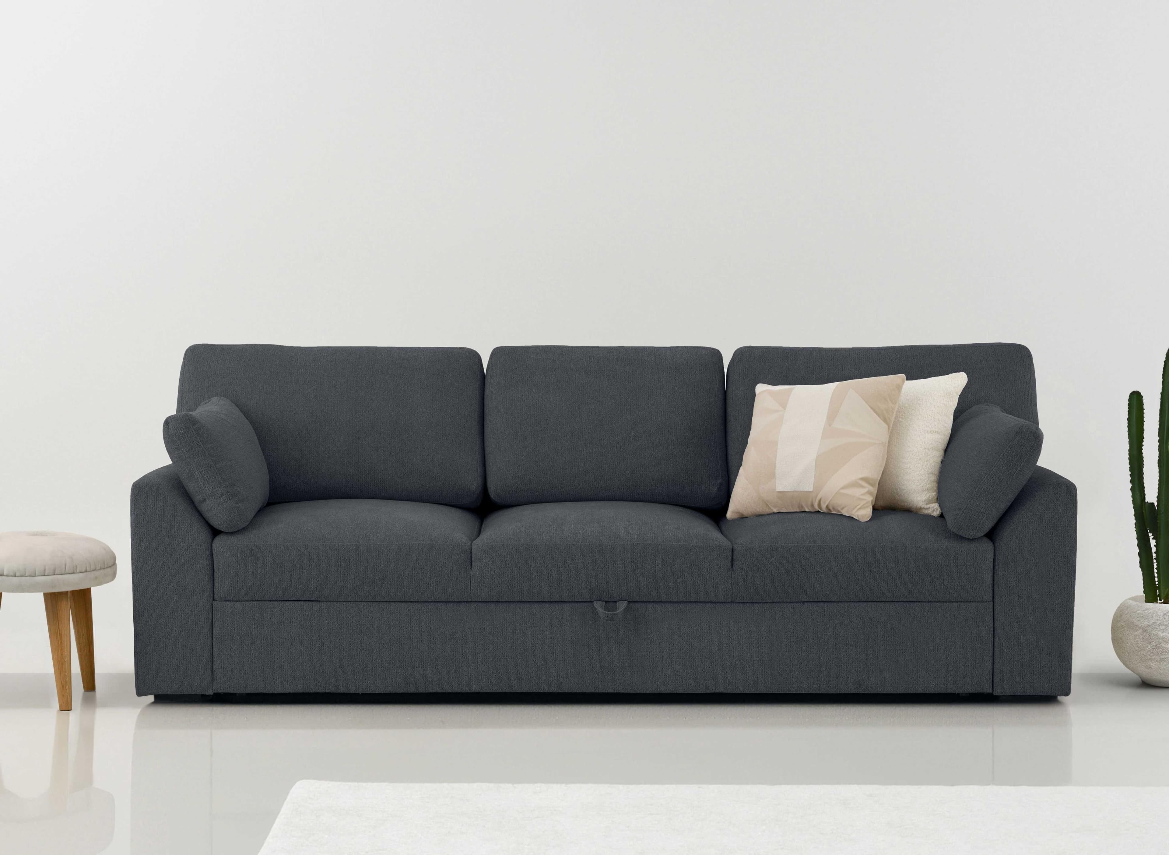 HOME AFFAIRE Citry 3-Sitzer Sofa mit Bettfunktion Anthrazit