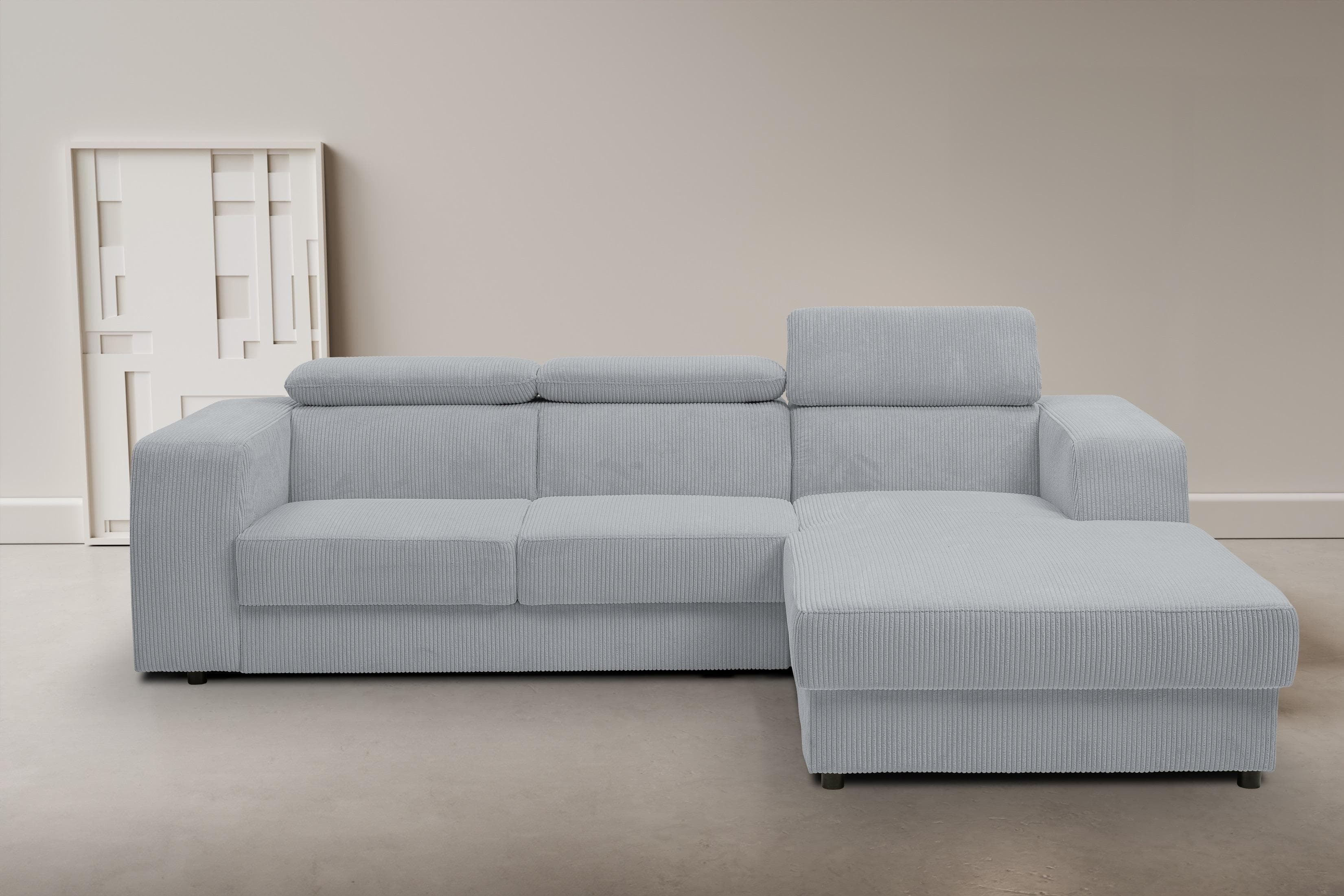 WERK2 Ecksofa Grau mit Schlaffunktion und Bettkasten
