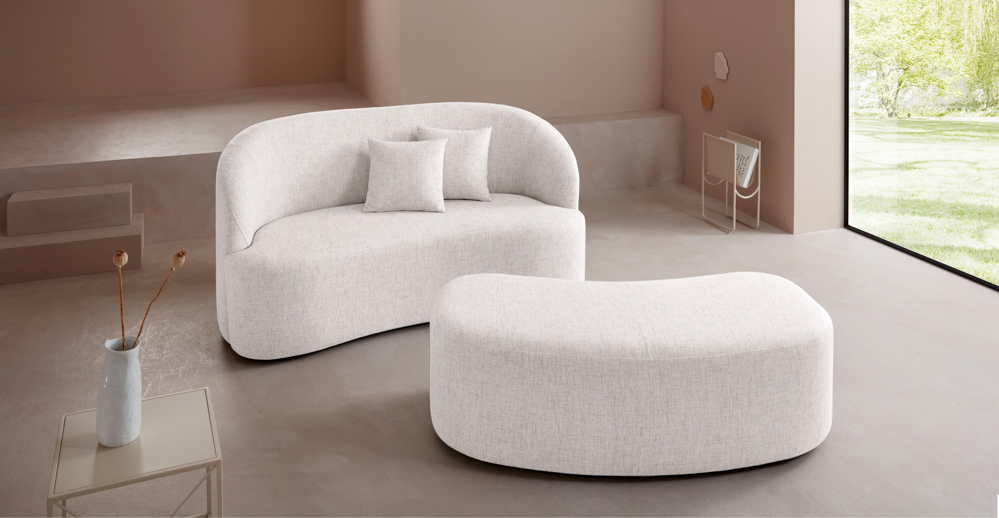 LeGer Home Dilara 2-Sitzer Sofa Creme Polyester