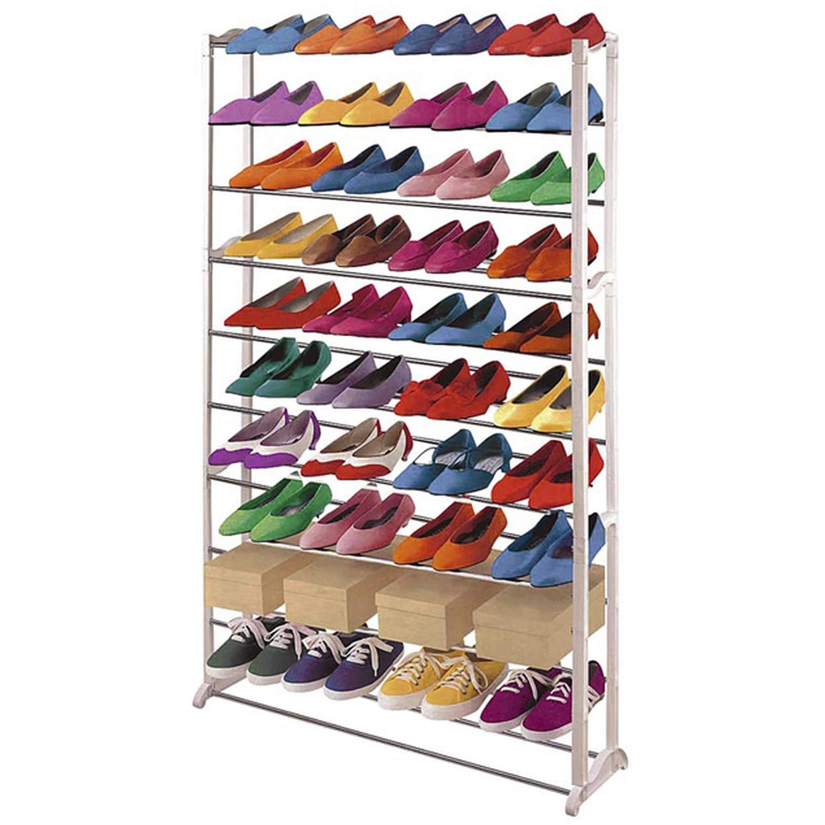 MCW Schuhregal Schuhablage Weiß Kunststoff Metall für 40 Paar