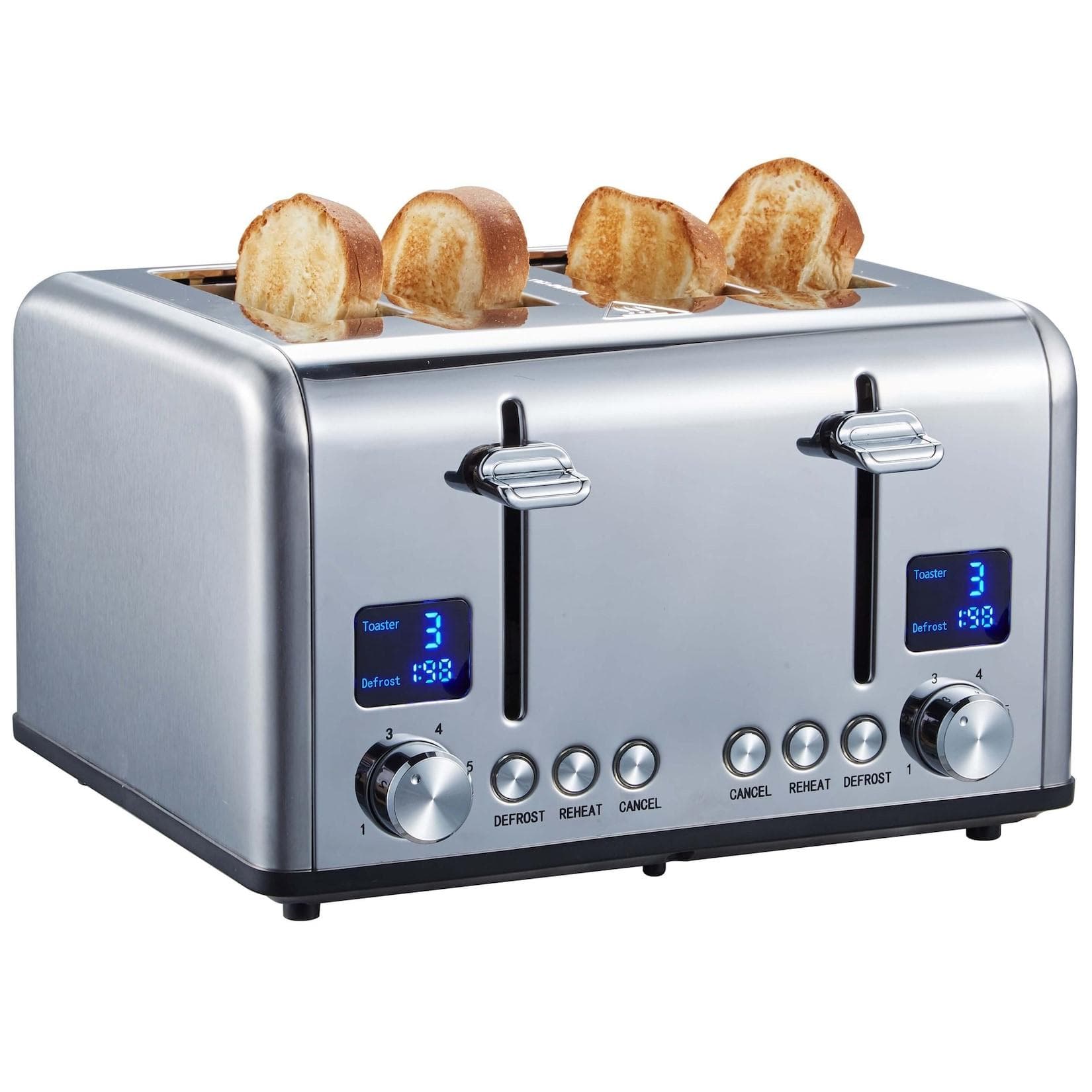 Steinborg 4-Scheiben Edelstahl Toaster mit Brötchenaufsatz 1630W