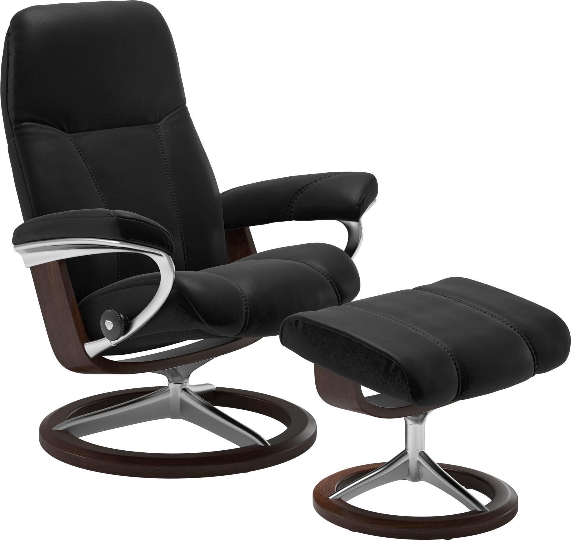 STRESSLESS Relaxsessel Consul Schwarz Leder mit Hocker