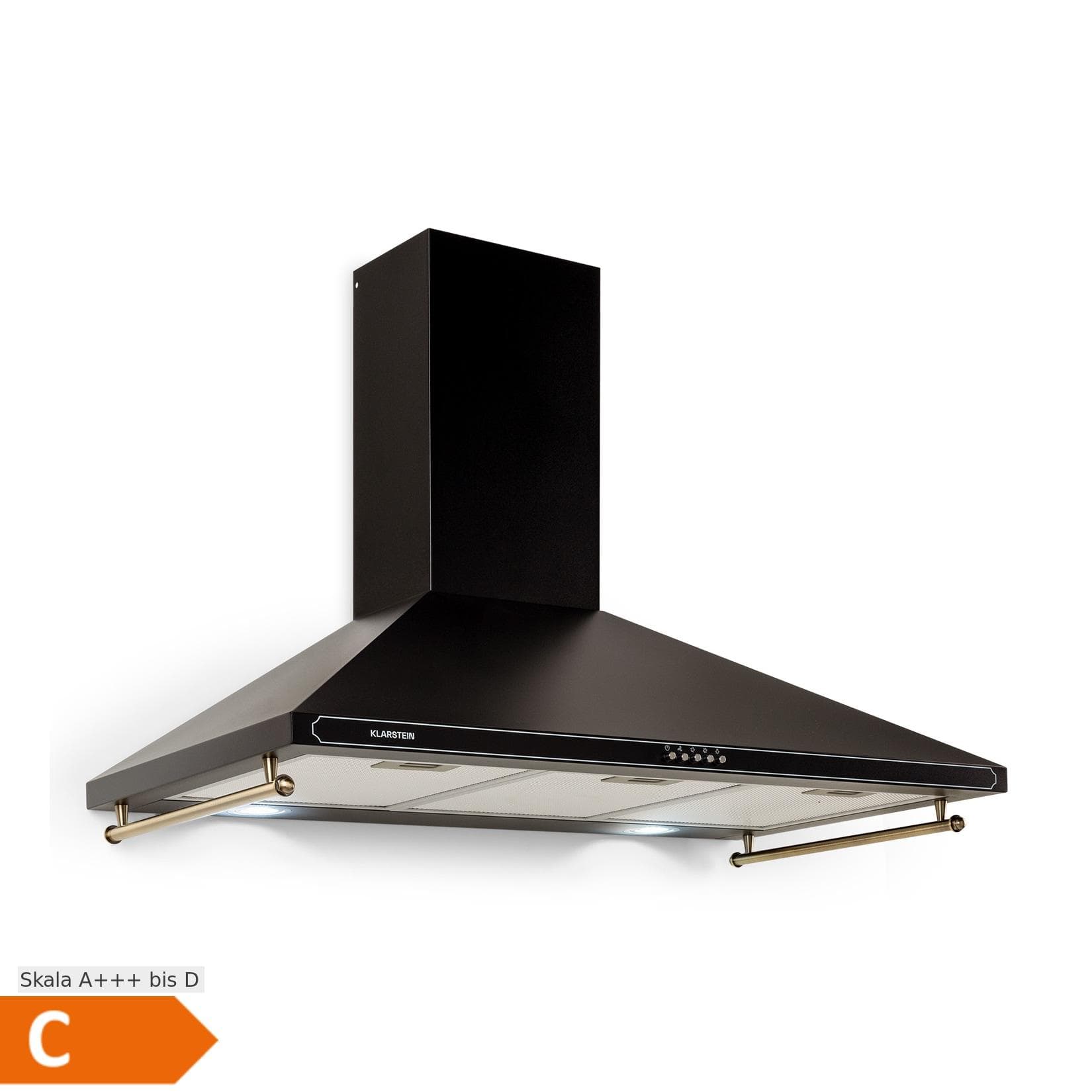 Victoria 90 Dunstabzugshaube 90cm Retro-Design 645m³/h 2 LED-Lampen Schwarz