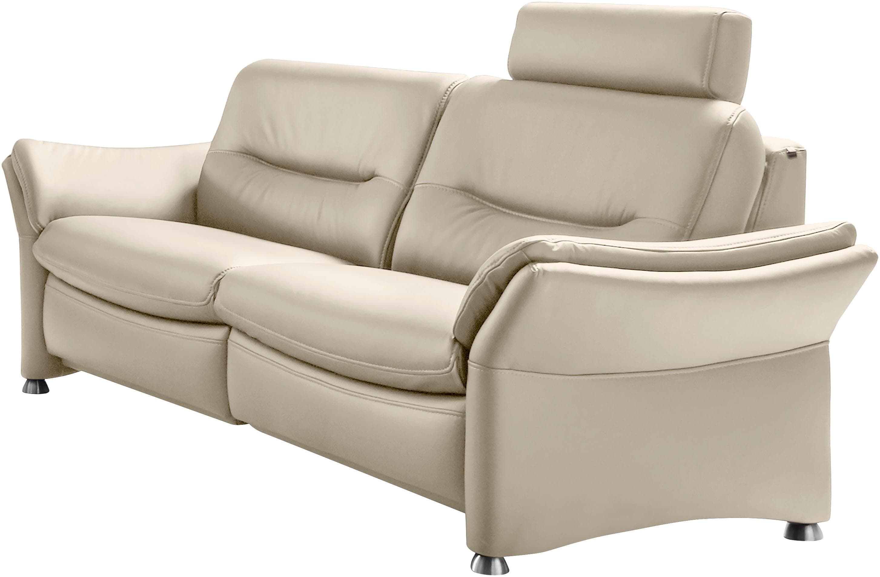 HUKLA Ledersofa 2,5-Sitzer Beige Torro ecru mit Kopfstütze