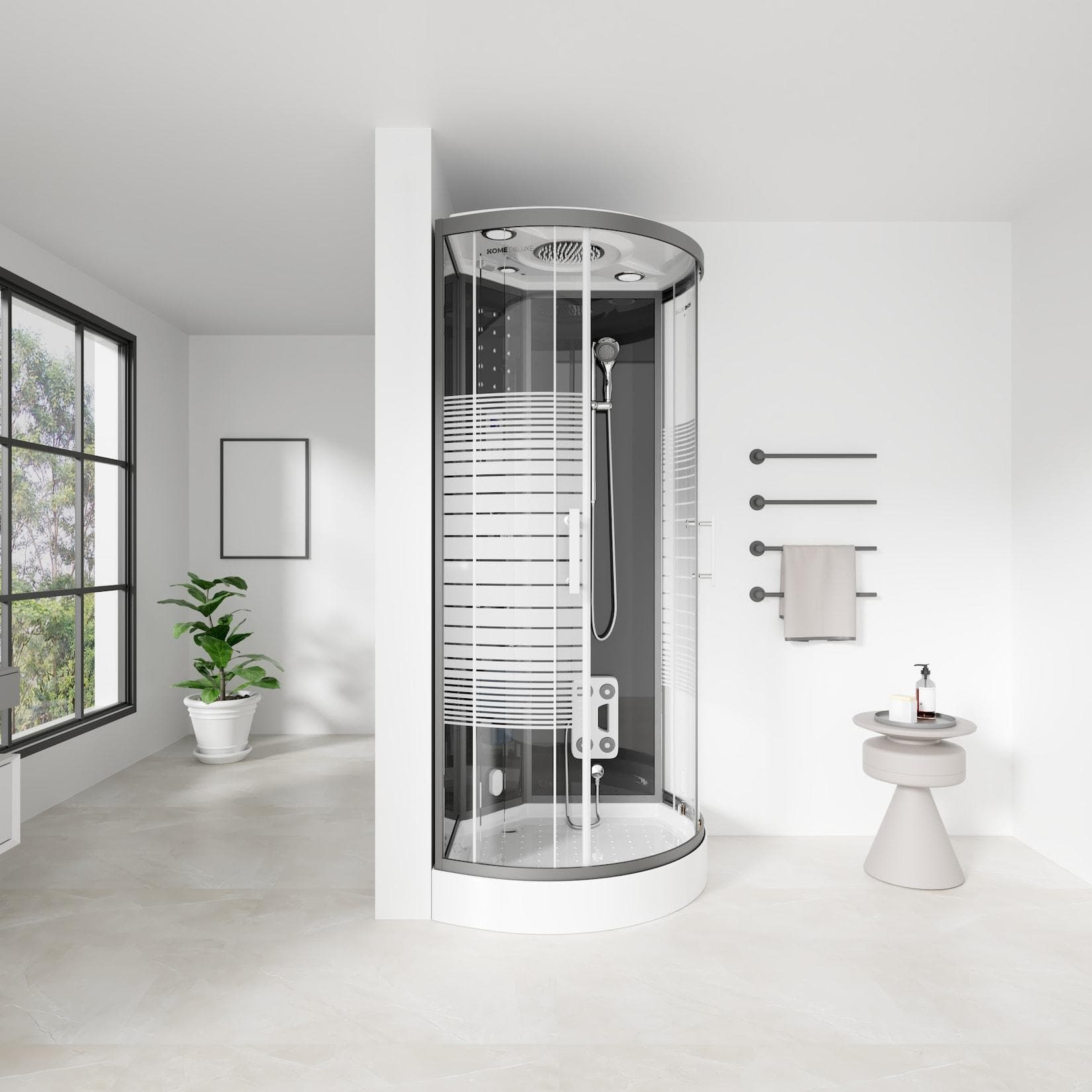 HOME DELUXE Eckdusche Dampfdusche Black Pearl mit Regenbrause und Rückenmassage