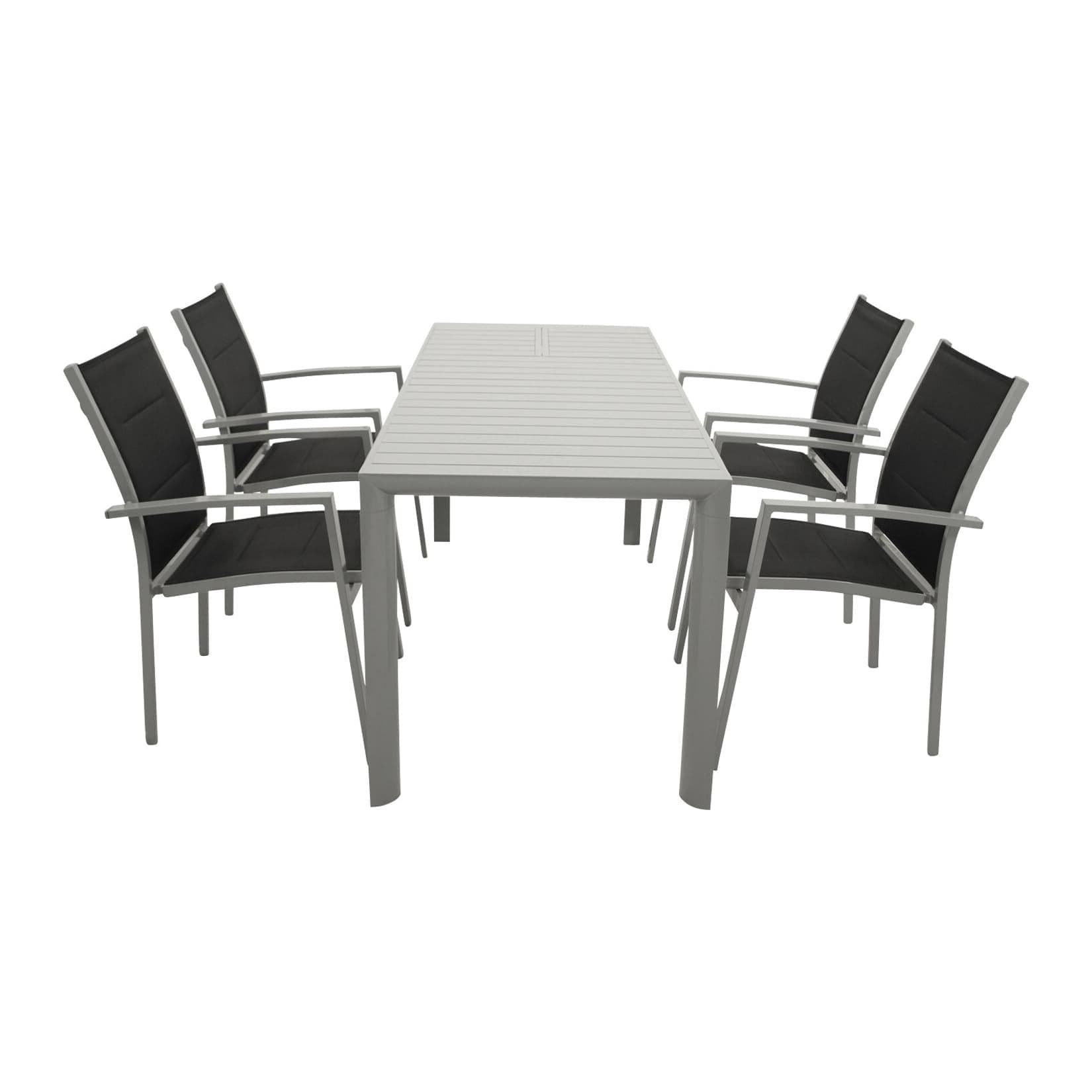 DEGAMO Garnitur BAGO 5-teilig Aluminium Silbergrau Schwarz