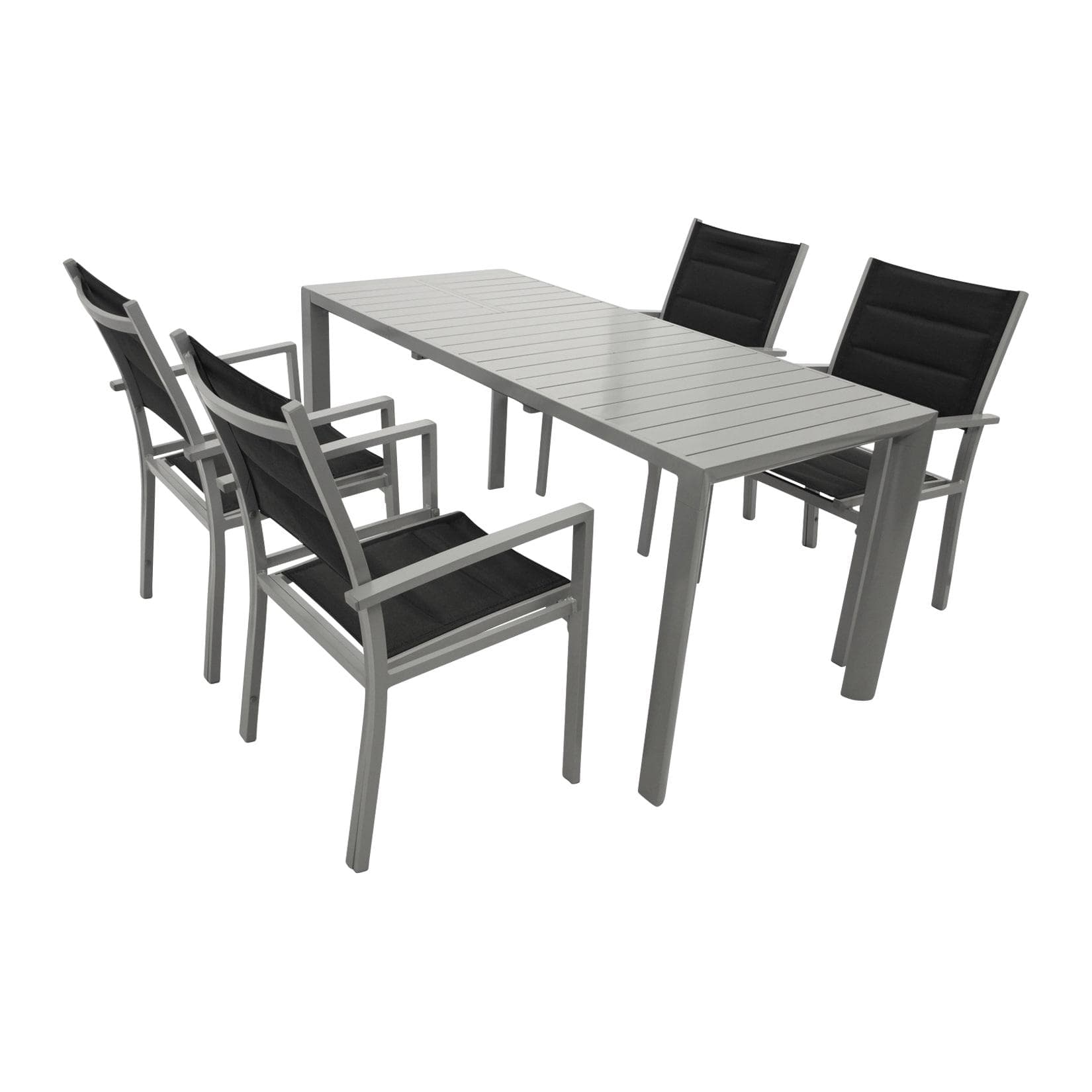 DEGAMO BAGO 5-teilige Gartenlounge Alu silbergrau Schwarz