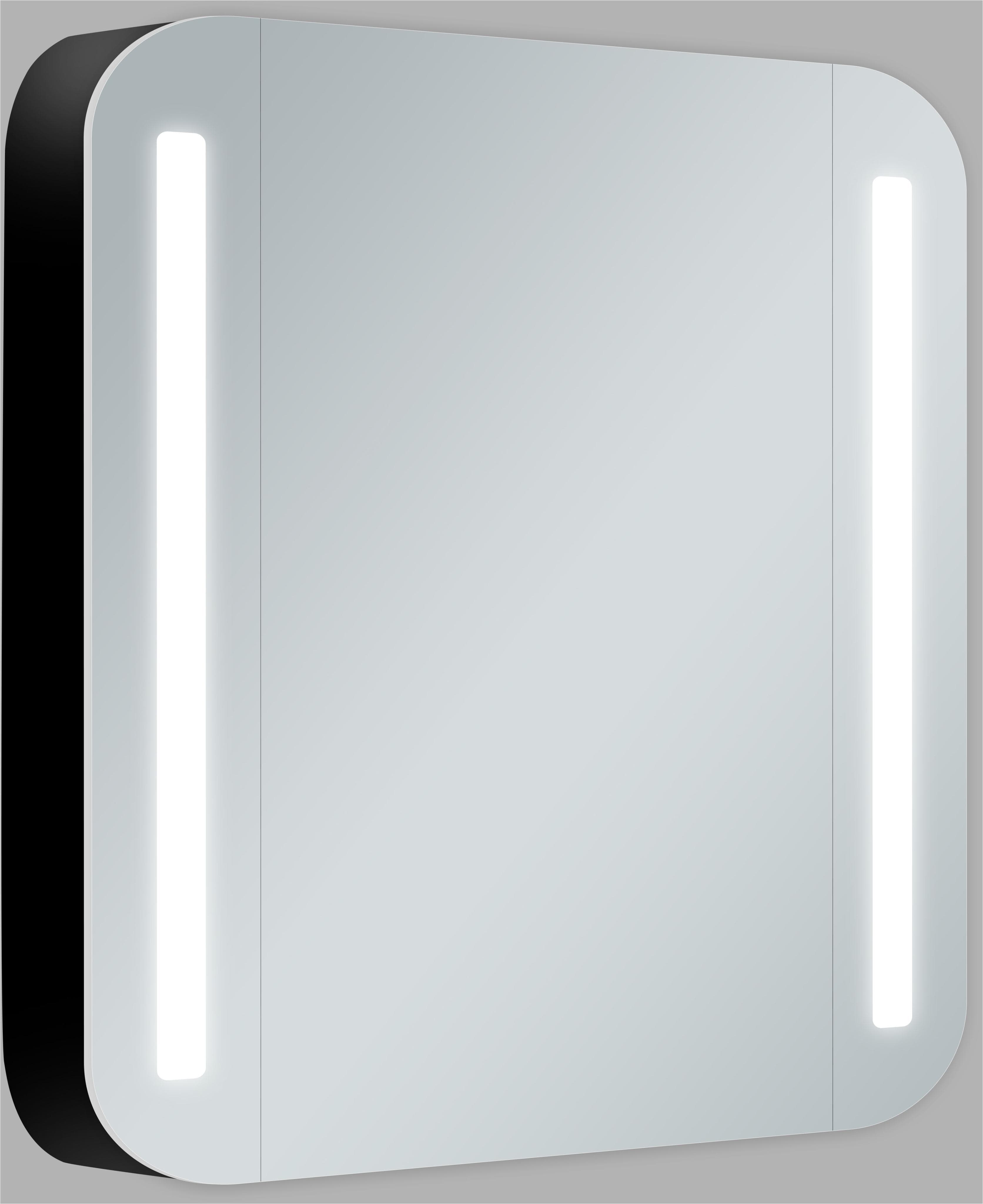 Badezimmerspiegelschrank Talos Black Linea Schwarz LED-Beleuchtung 60x70cm