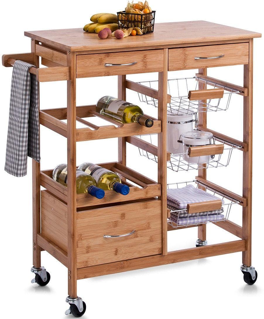 HOME AFFAIRE Küchenwagen Bamboo Braun Rollwagen mit Rollen