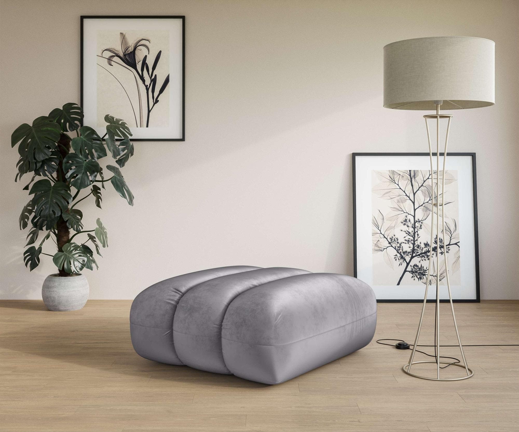 LeGer Home Polsterhocker Priya Hellgrau Modern