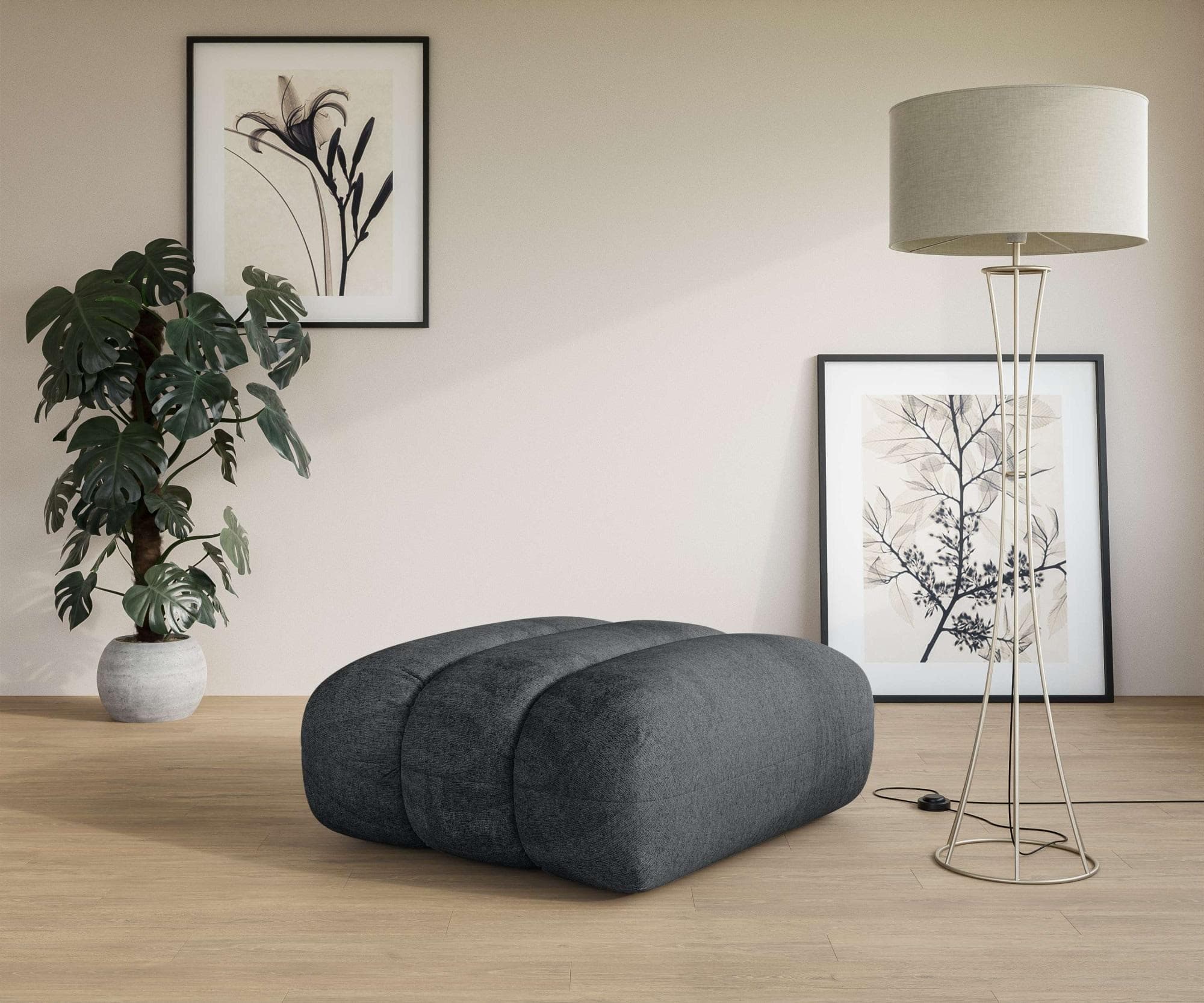 LeGer Home Polsterhocker Priya Anthrazit Modern