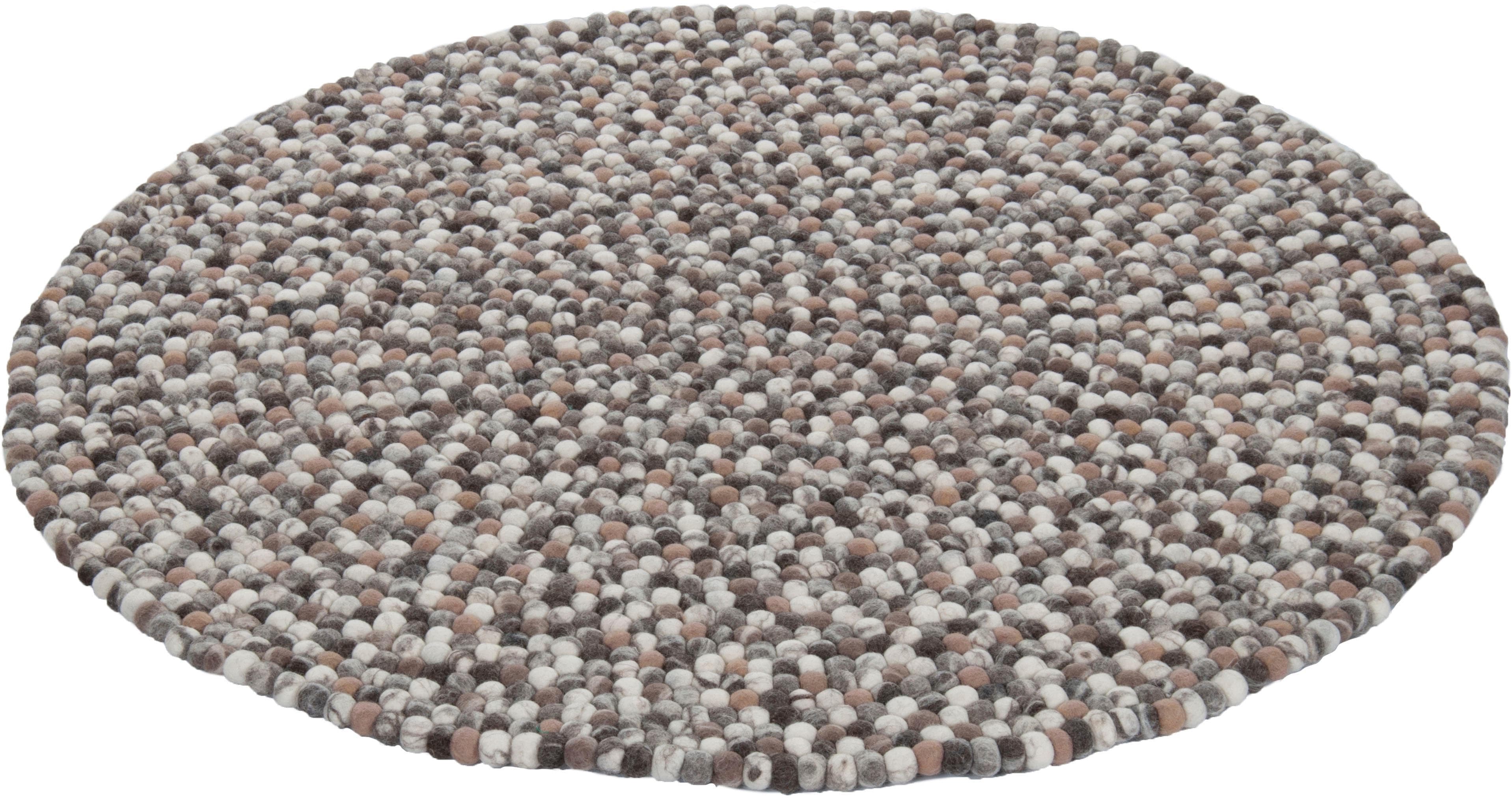 THEKO Wollteppich Felty 2.2 Rund Beige Handgefertigt