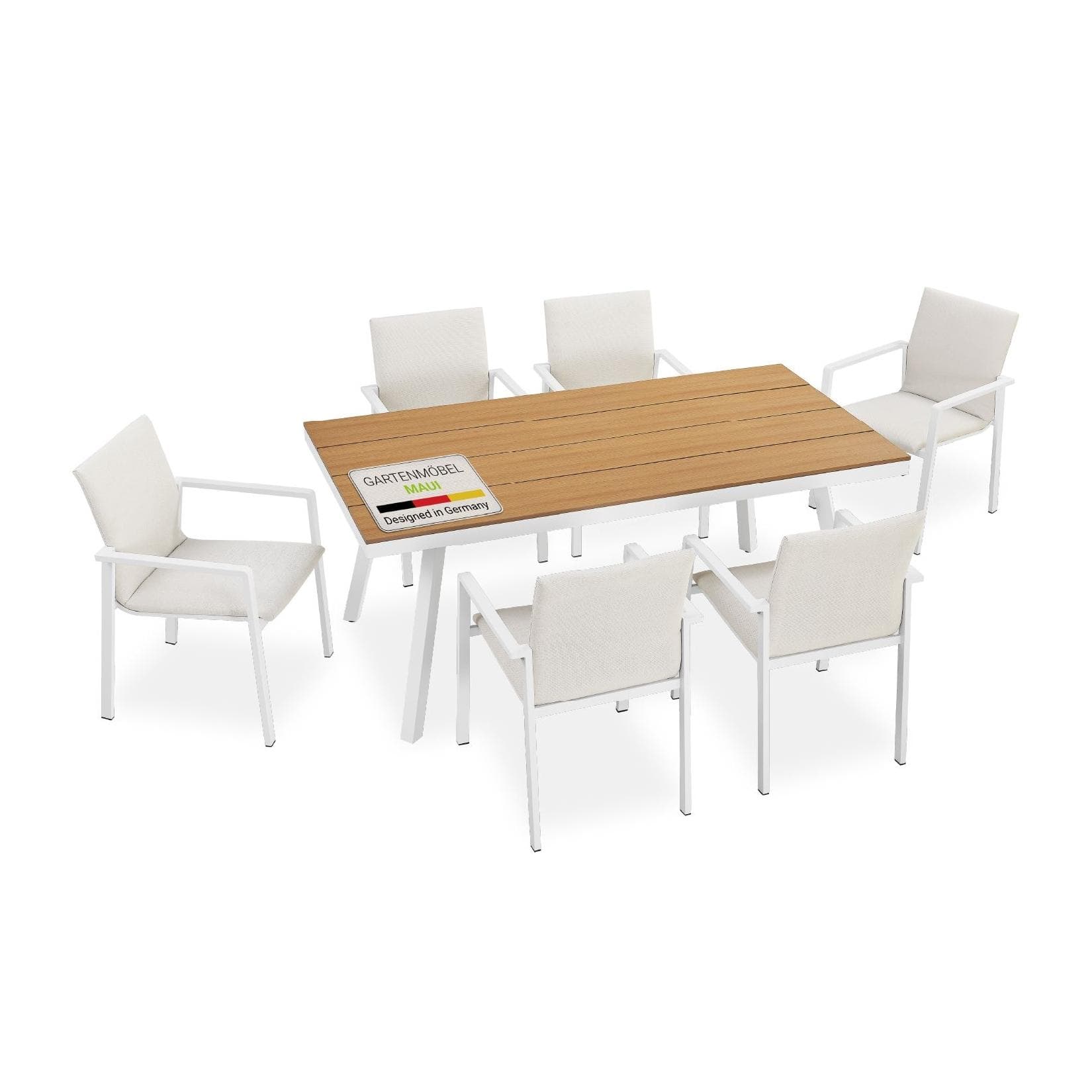 Juskys Garten-Essgruppe Maui 7-tlg. Beige/Braun Aluminium & Polywood