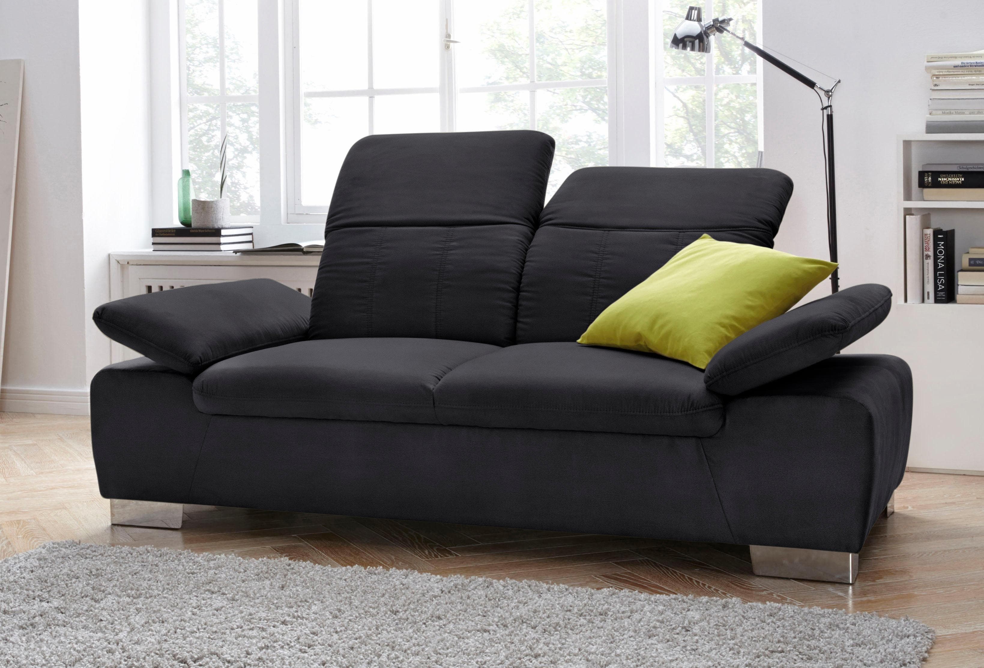 DOMO COLLECTION Milan 2-Sitzer Sofa Schwarz mit Rückenverstellung