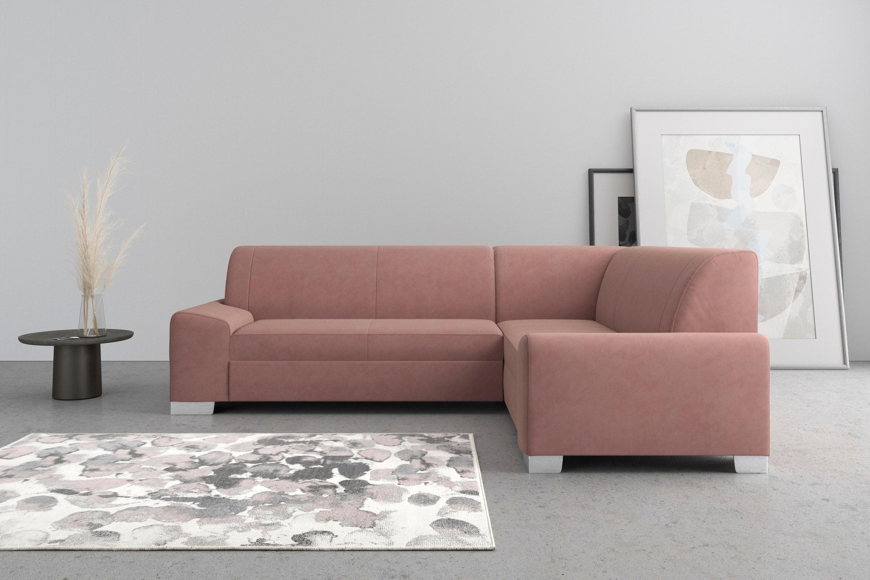DOMO COLLECTION Ecksofa Anzio L-Form Samtoptik Malve