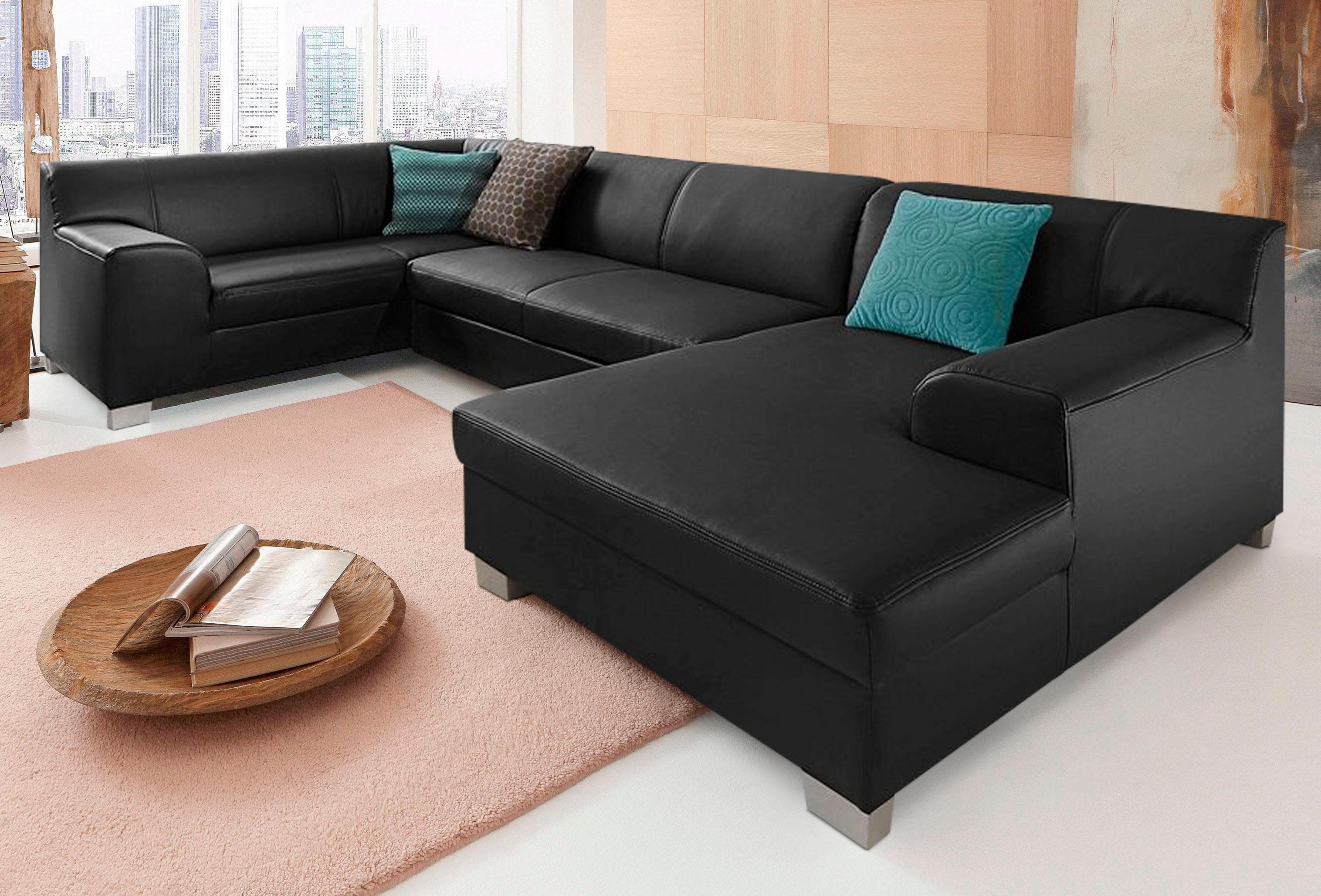 DOMO COLLECTION Wohnlandschaft Amando U-Form Schwarz