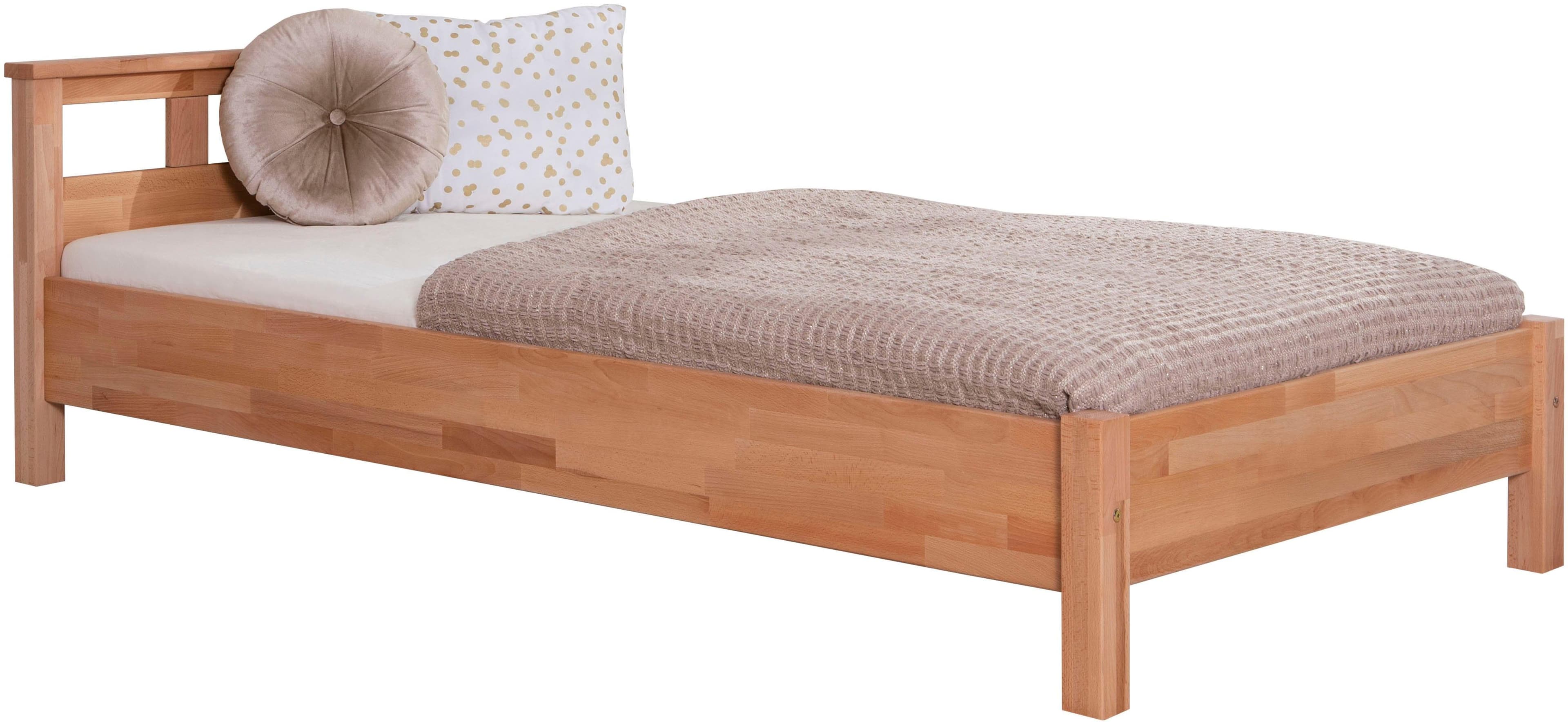 TICAA Massivholzbett Merci Beige Buche Natur Geölt