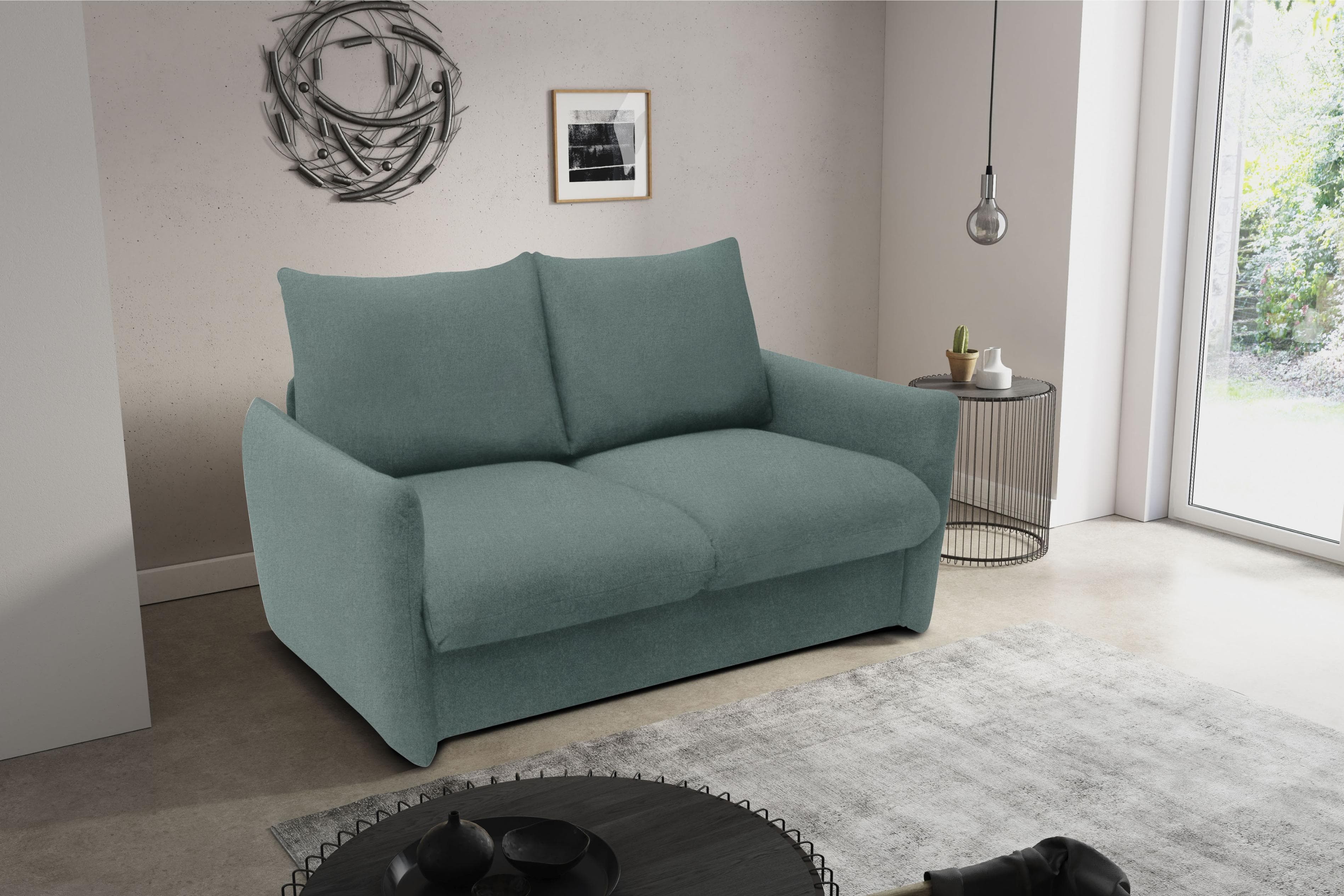 DOMO COLLECTION Schlafsofa 2-Sitzer Petrol mit Schlaffunktion