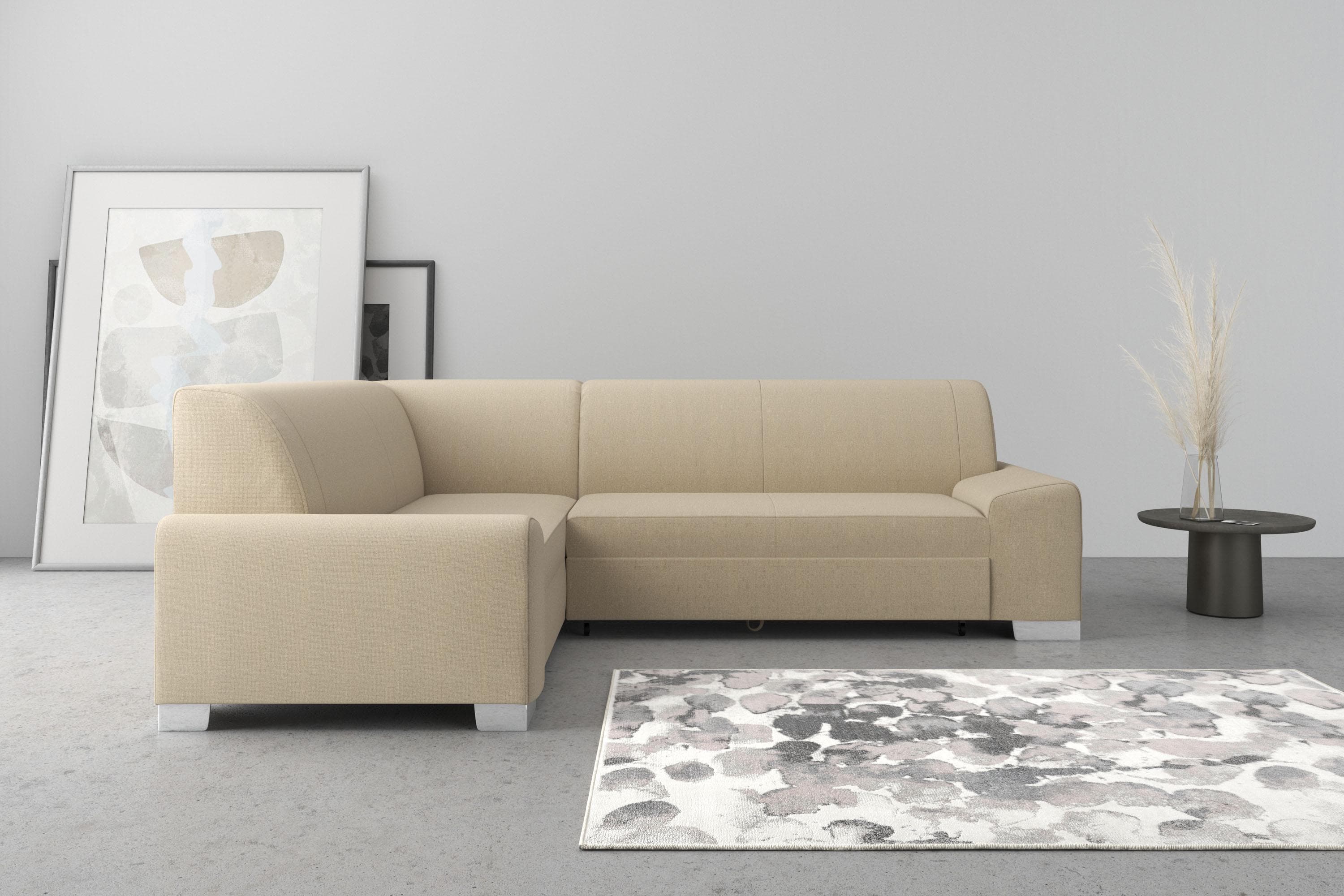 DOMO COLLECTION Ecksofa Anzio L-Form Beige/Braun mit Bettfunktion