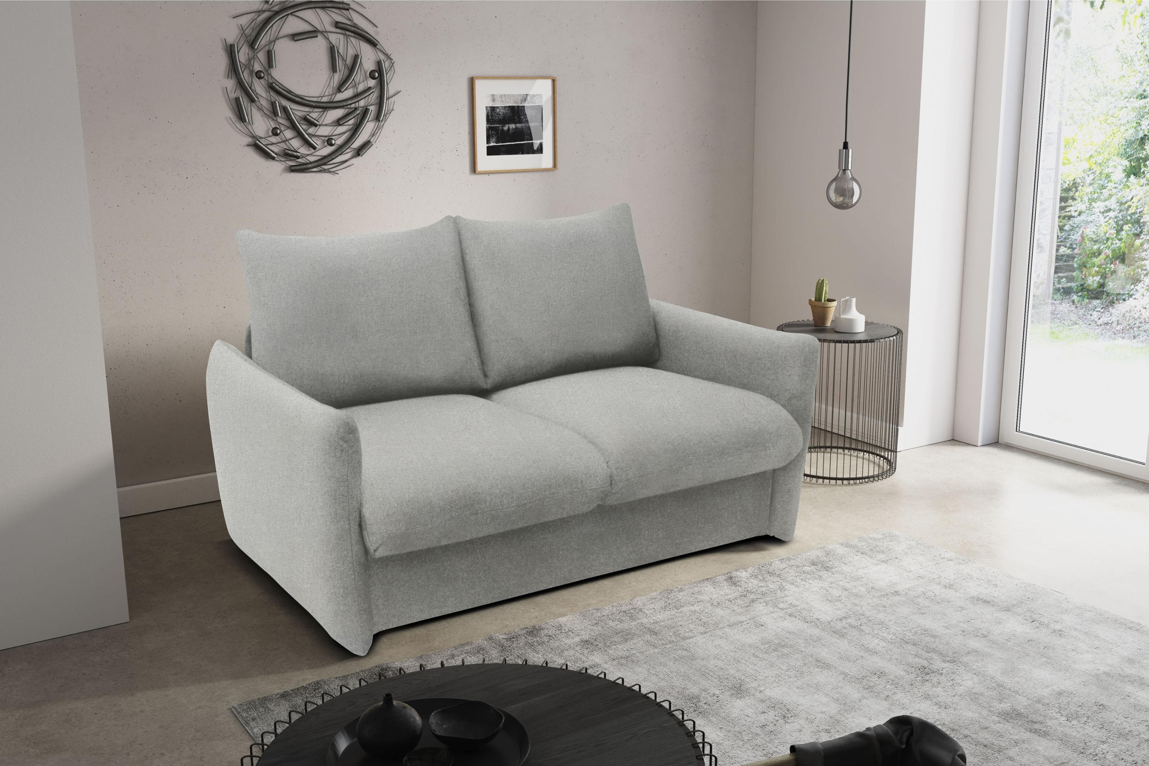 DOMO COLLECTION Schlafsofa Grau mit Schlaffunktion und Federkern