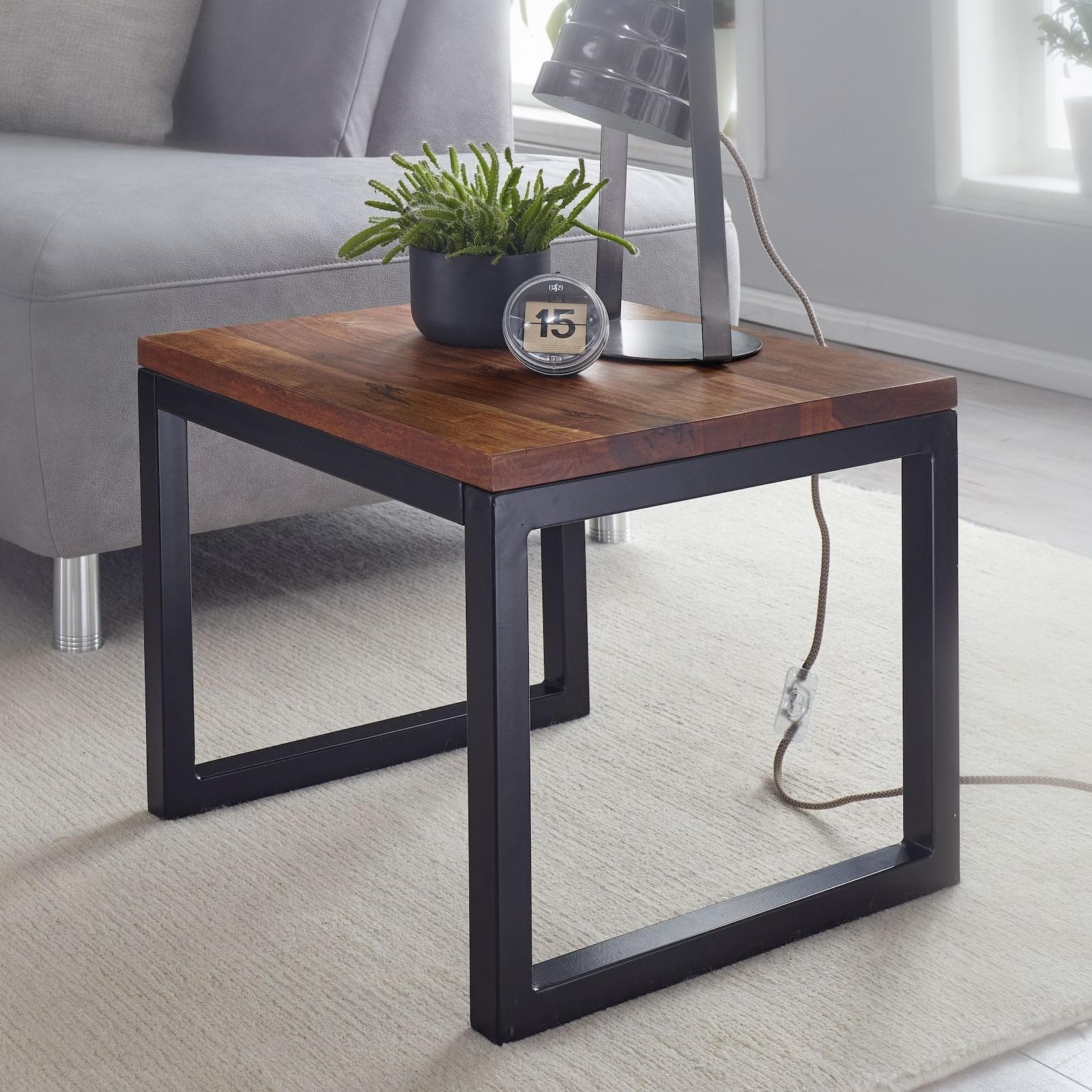 FineBuy Beistelltisch Massivholz Industrial Design Wohnzimmer