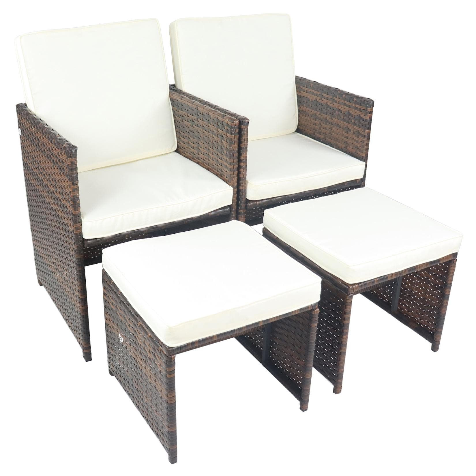 VCM 4-tlg. Gartenstuhl-Set Grau Polyrattan Optik mit Auflagen