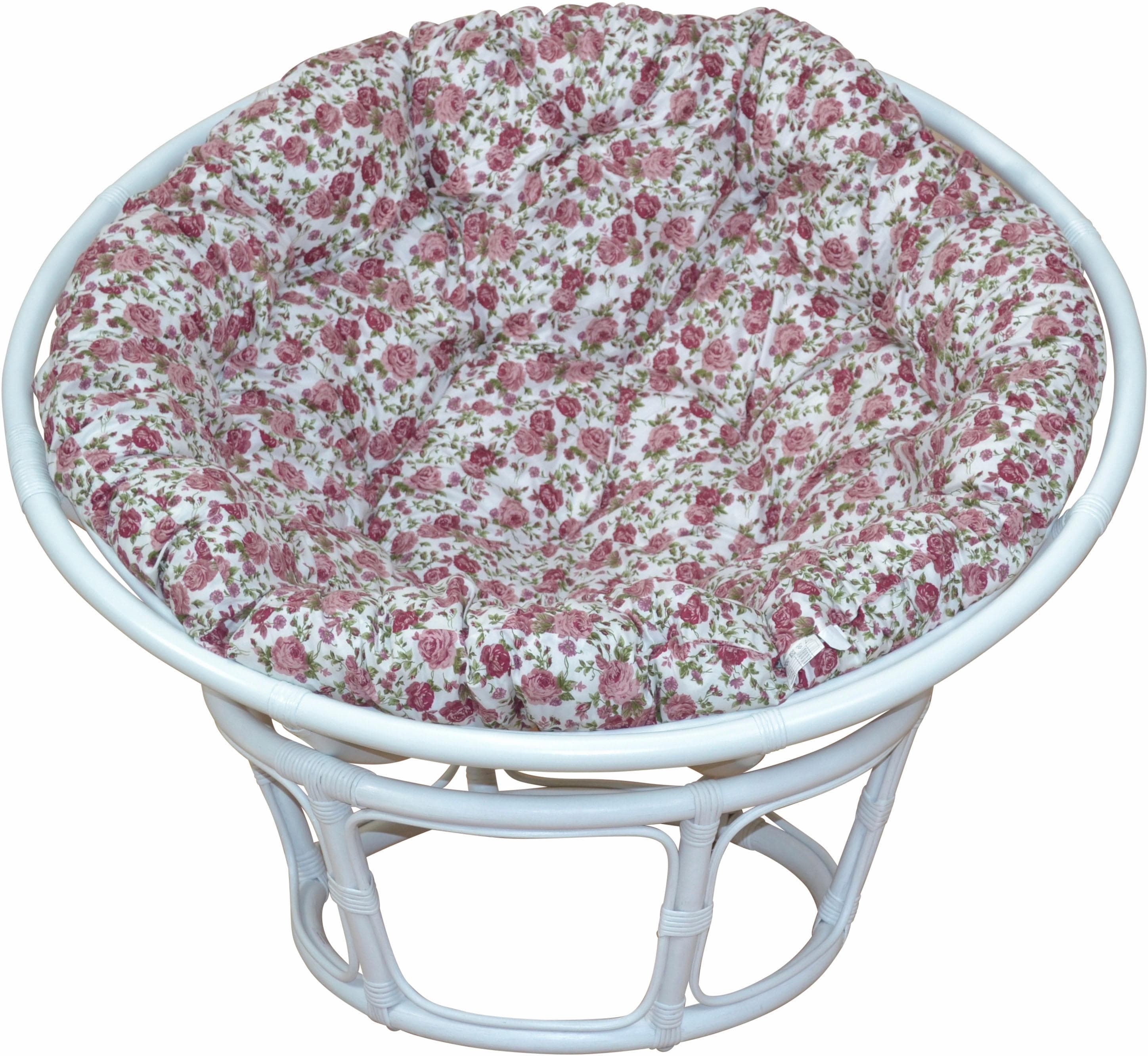 HOME AFFAIRE Rattanstuhl Rosa Weiß Handgeflochten