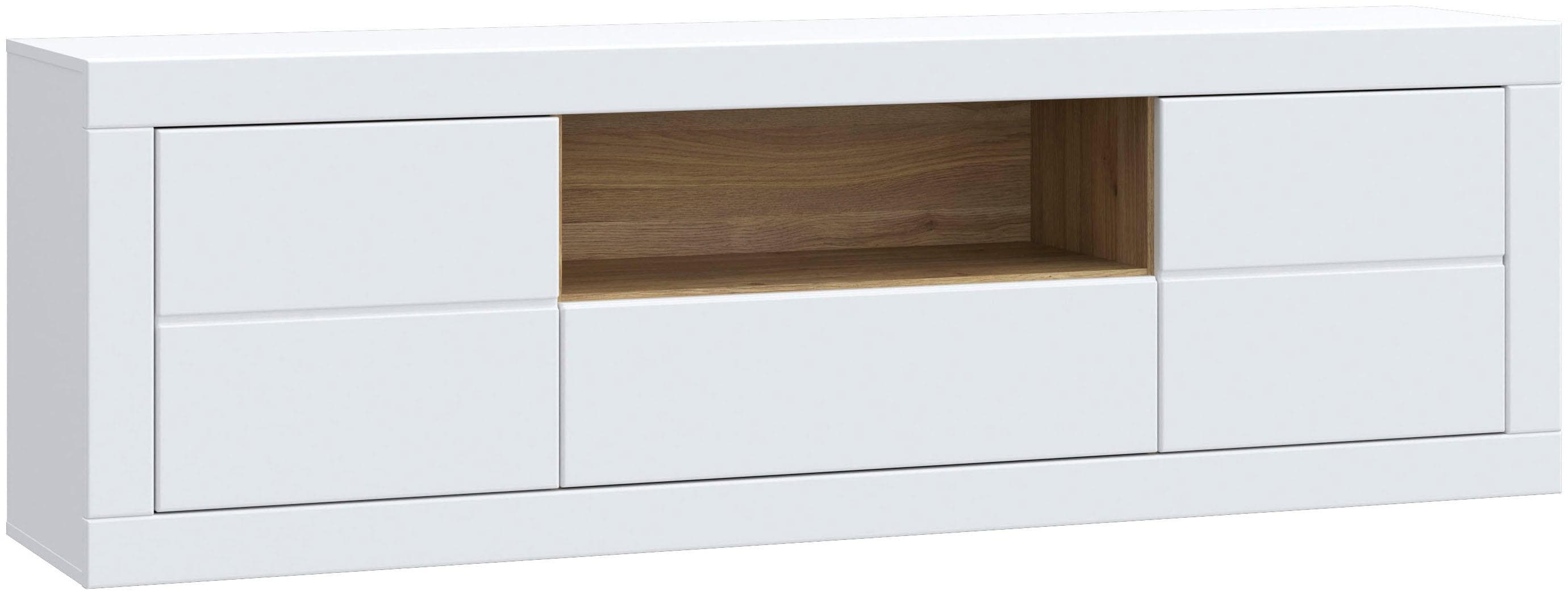 FORTE Lowboard Lefkadas TV-Schrank weiß matt Push-to-Open