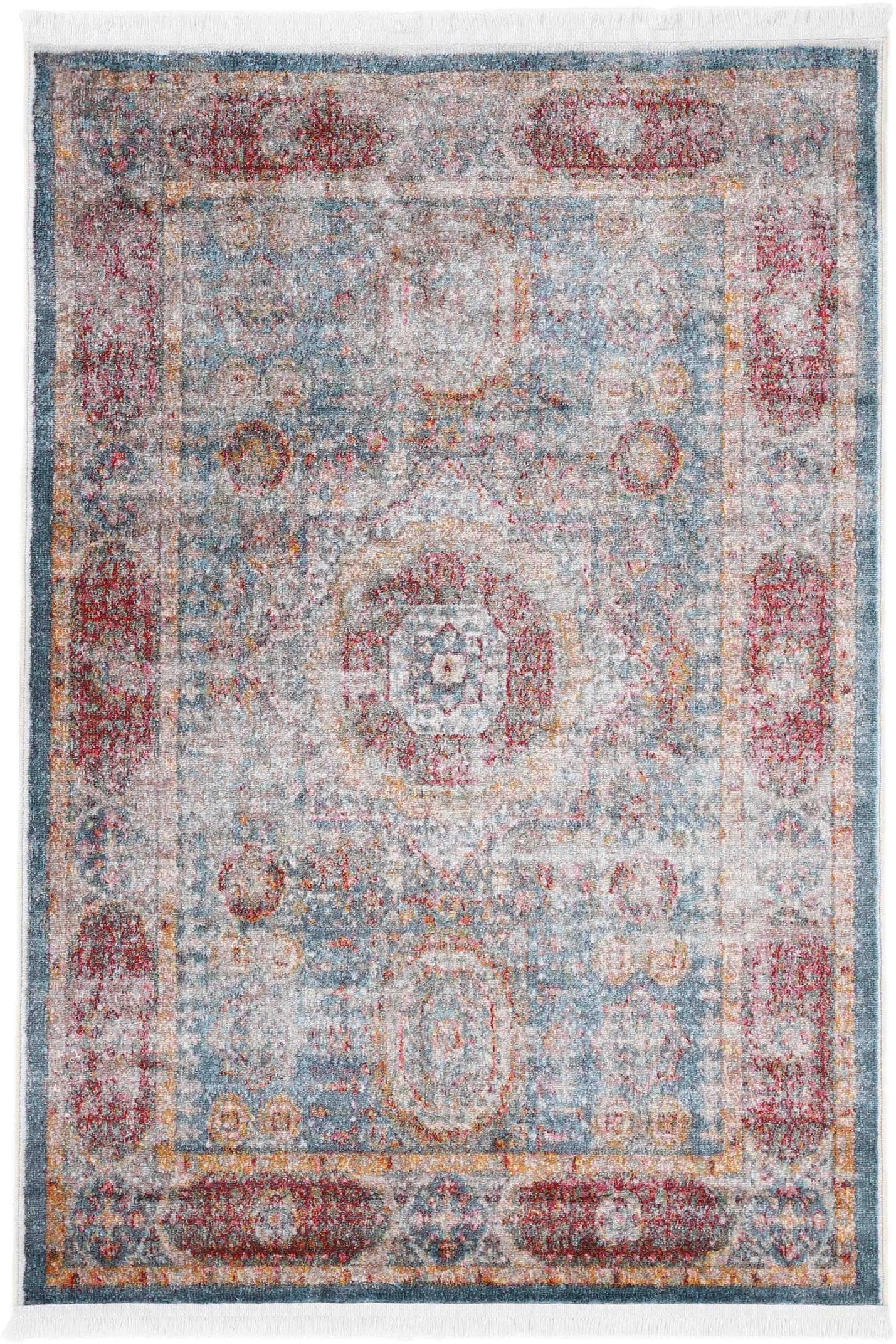 CarpetFine Teppich Mora Vintage Blau Polypropylen