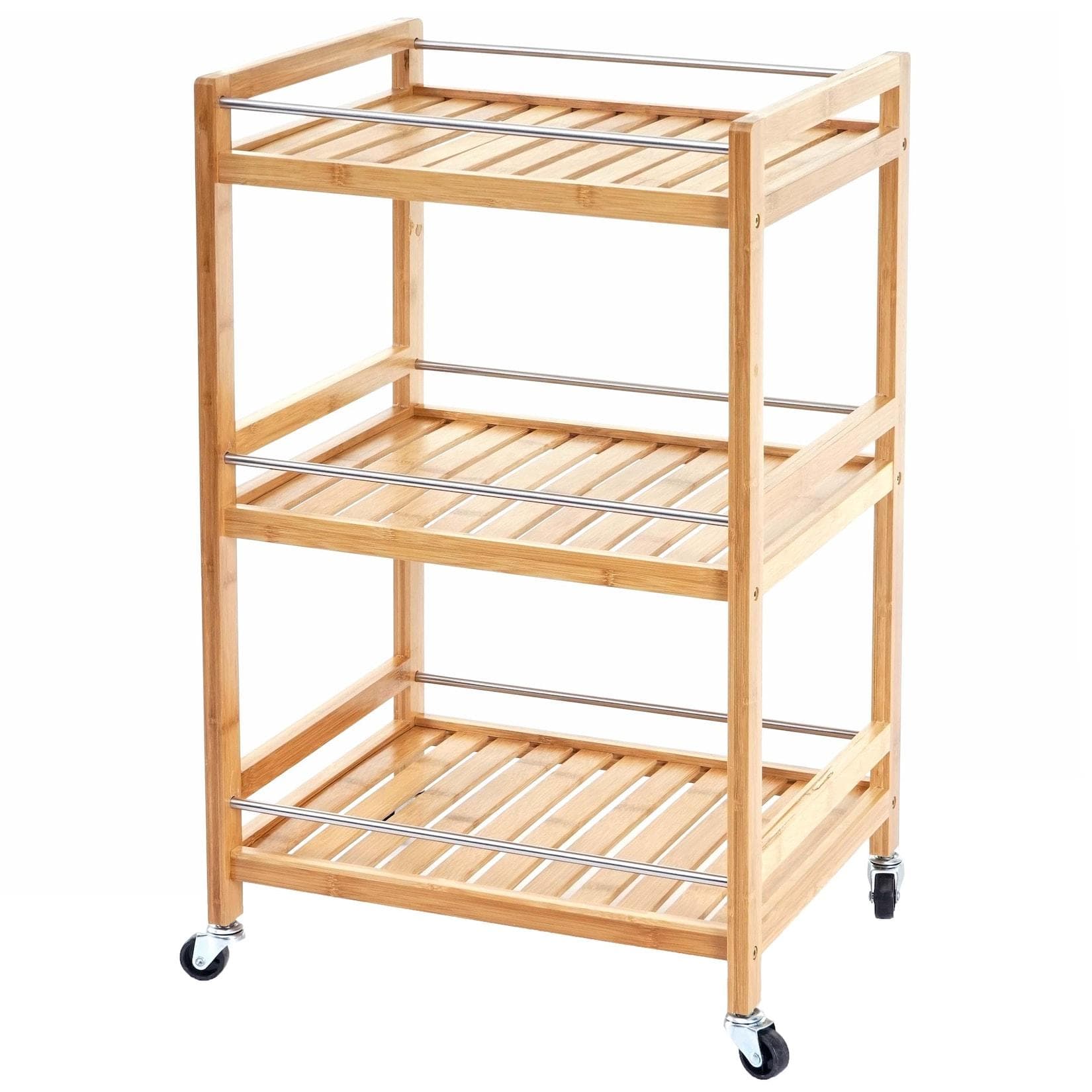 MCW Regalwagen Bambus Braun 360° Drehbar