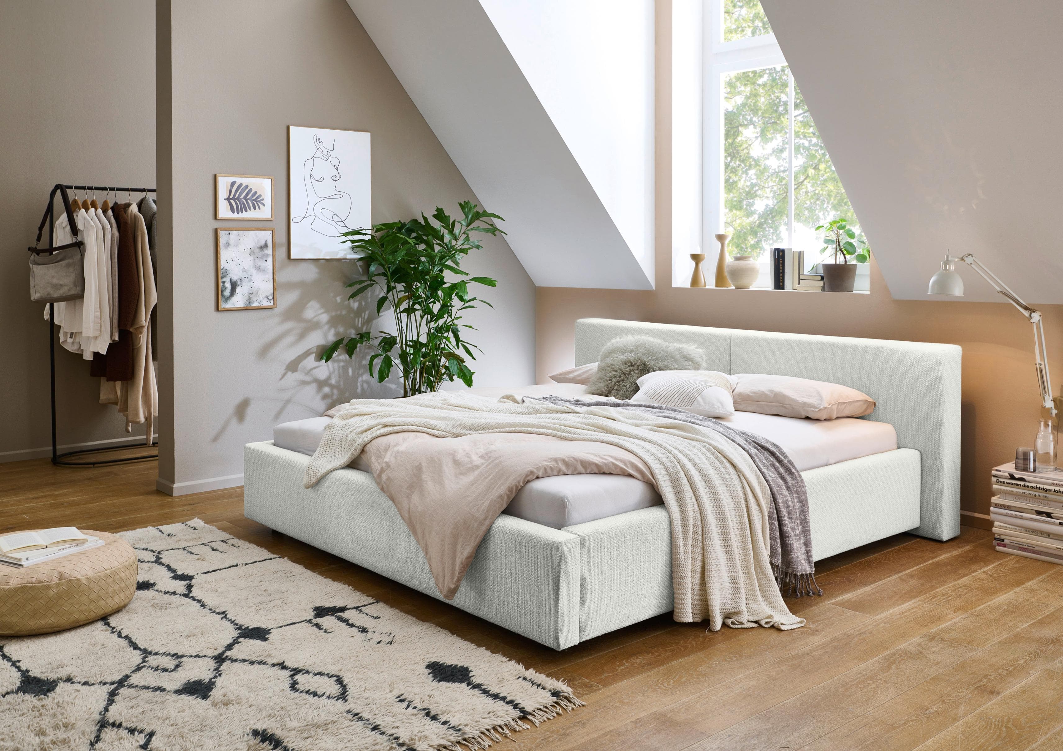 MEISE.MÖBEL Polsterbett Cube mit Bettkasten Weiß Schwarz