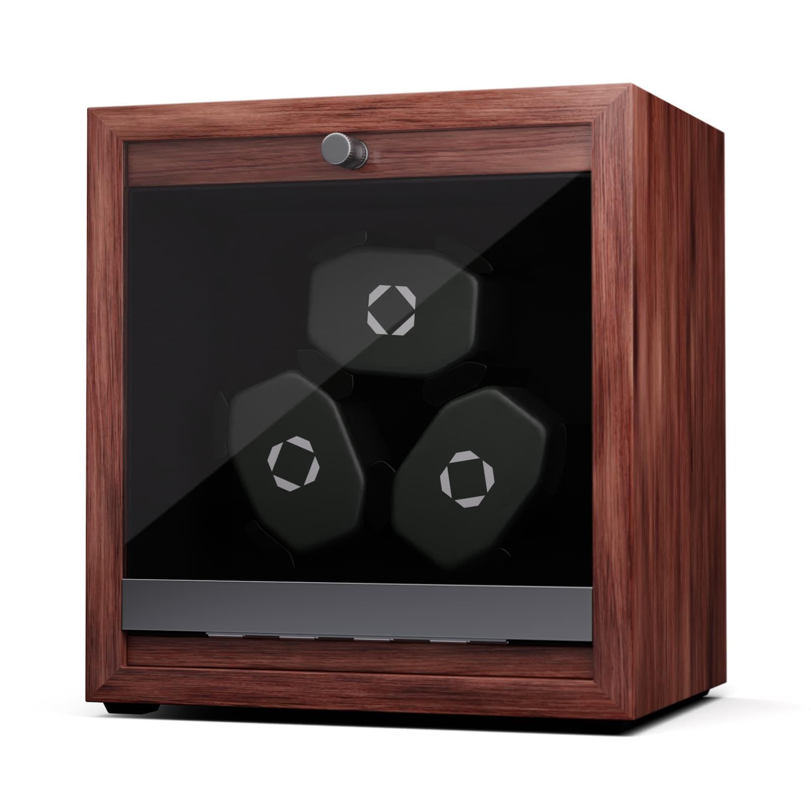 Klarstein Brienz 3 Uhrenbeweger Holz-Optik Walnuss mit blauer LED-Beleuchtung