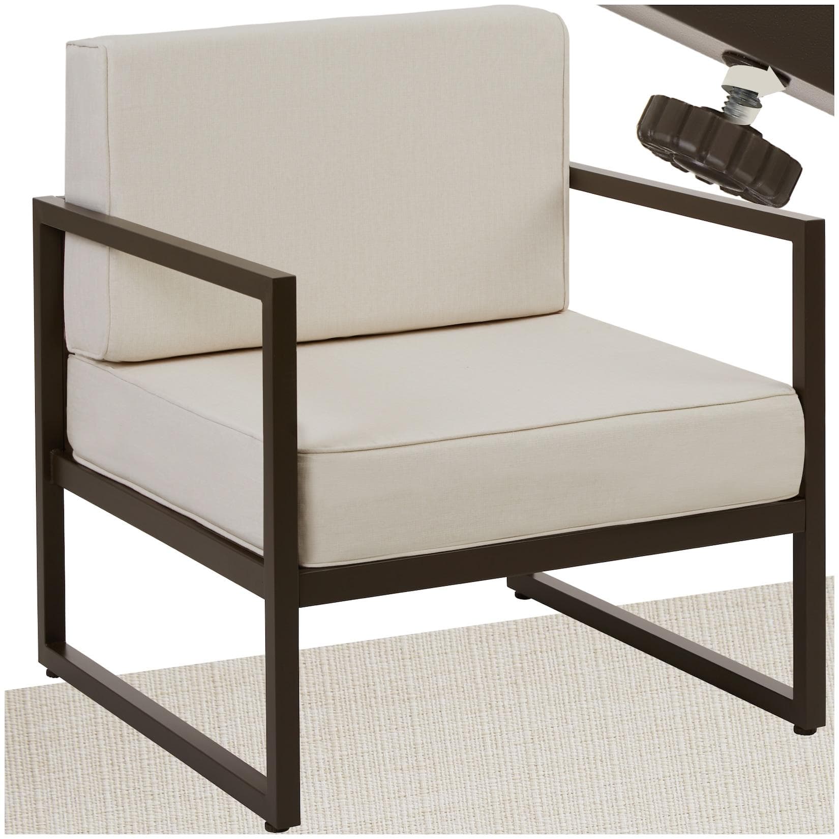 tectake Gartenstuhl Comosa Braun/Beige mit dicken Polstern