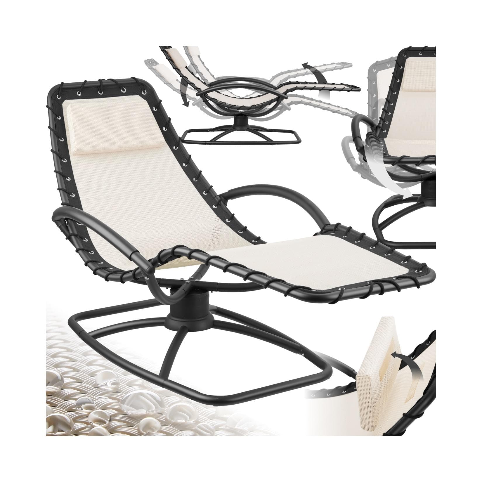 tectake Gartenliege Toulon Ergonomisch Beige mit Schwingfunktion