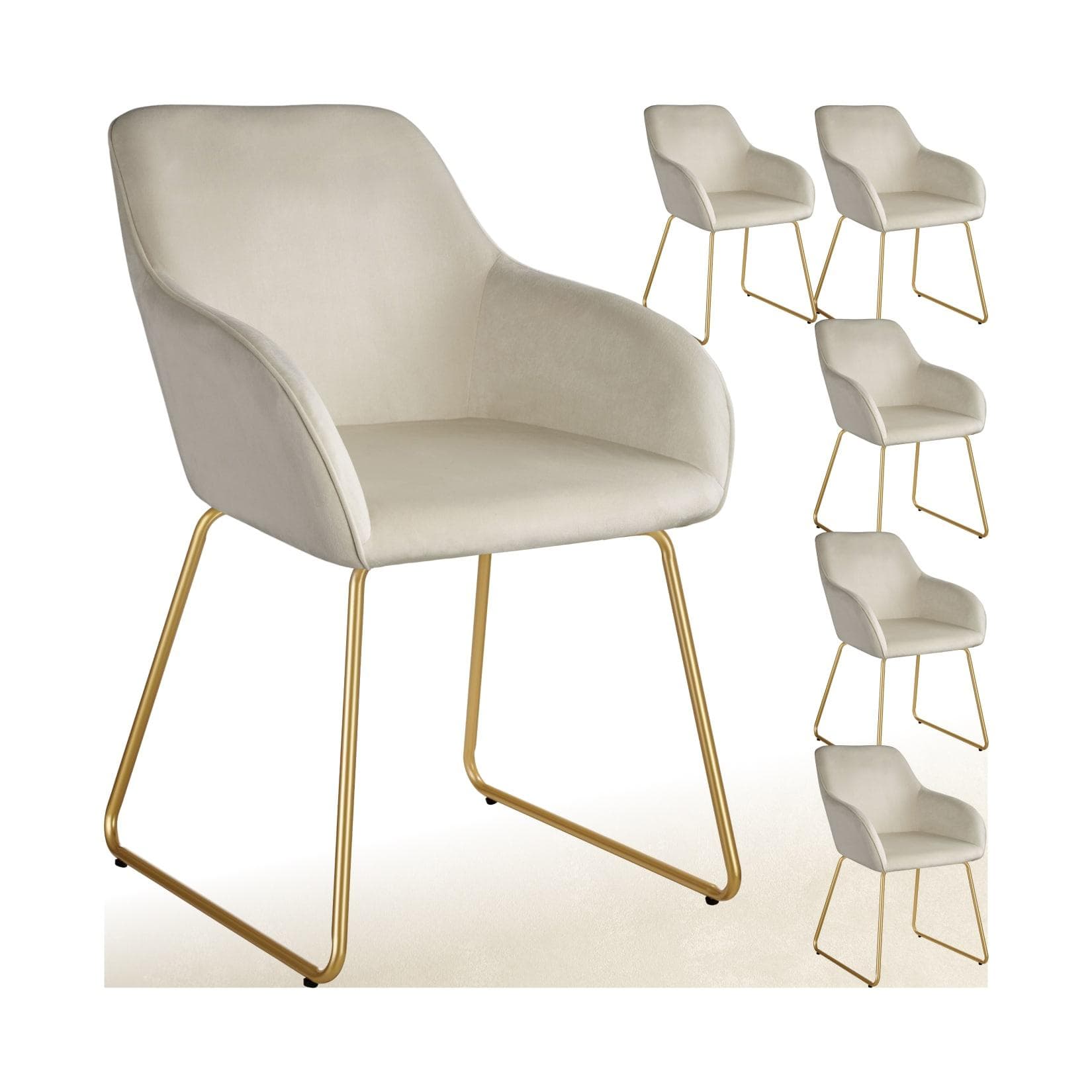 TECTAKE Esszimmerstuhl Jeane Set: Gepolsterter Samtoptik-Stuhl