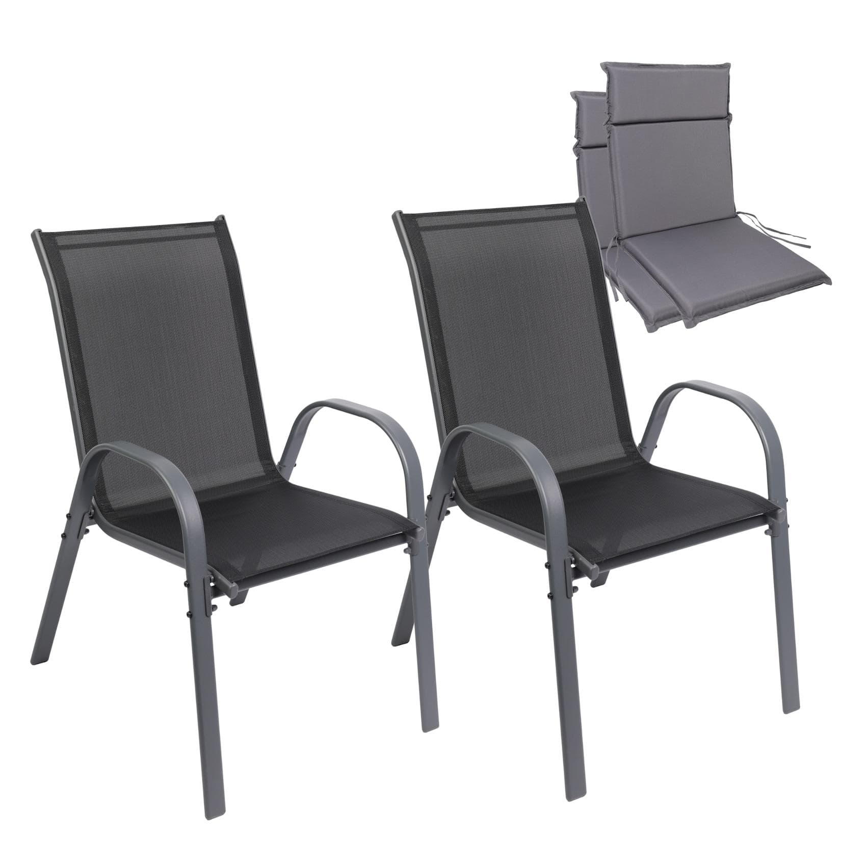 Albatros Gartenstühle 2er Set Kuba mit Sitzauflage – Gartenstühle Stapelbar mit robustem Metallgestell und hoher Belastbarkeit