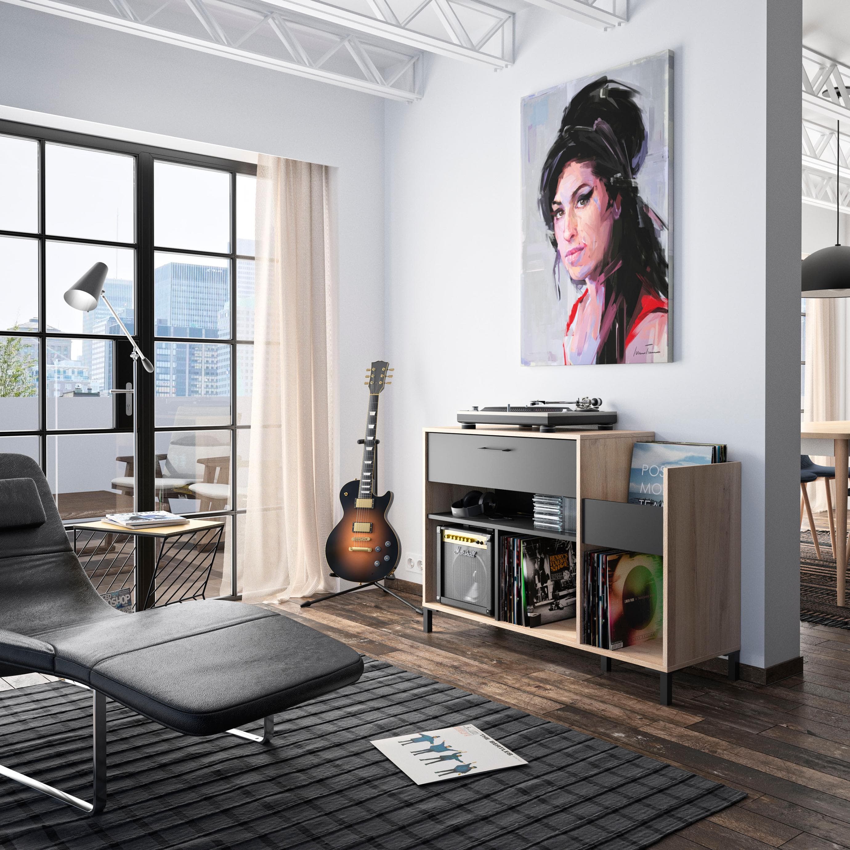 Media-Regal GAMI "Chicago" Braun Eiche Kronberg Hell 120x80x40 cm Spanplatte