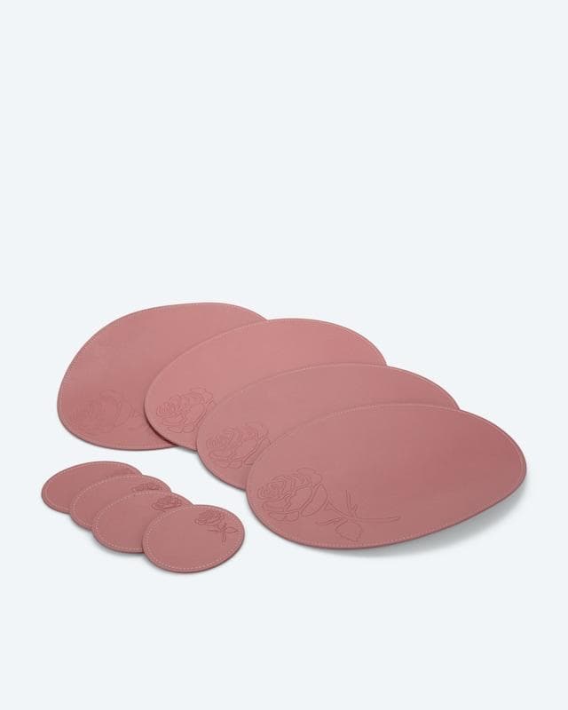 HSE Platzsets & Untersetzer 8tlg. Floral-Design Rosa/Grün