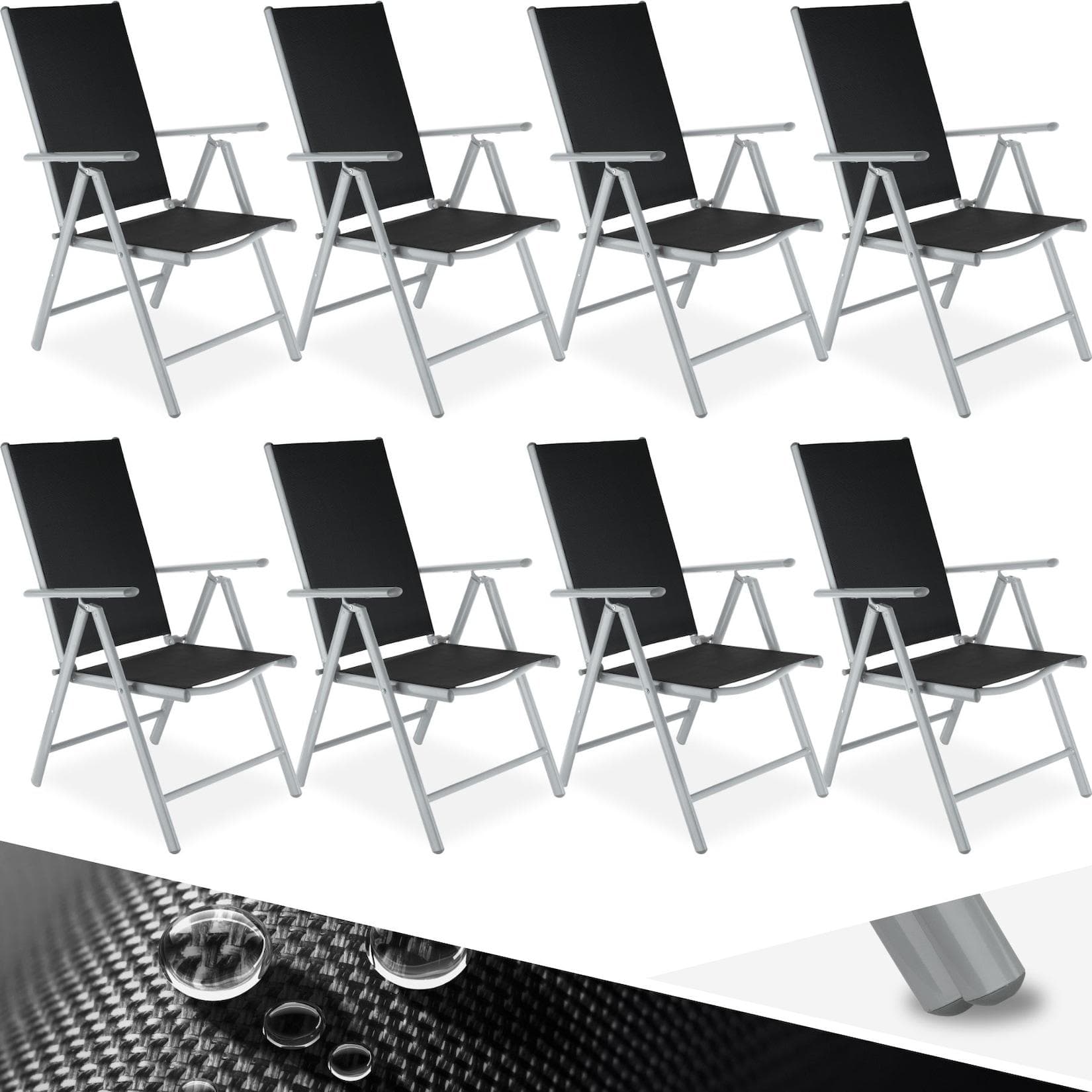 tectake Aluminium Gartenstuhl Klappbar 7-fach Verstellbar