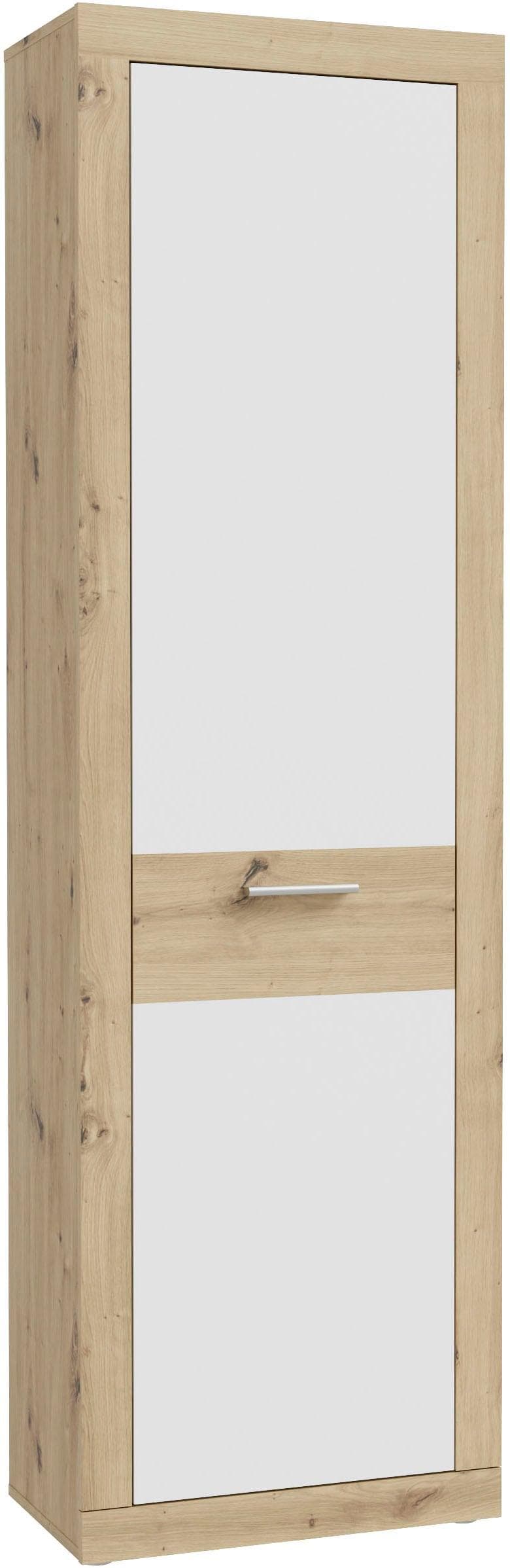 Garderobenschrank FORTE Baccio Weiß Artisan Eiche mit Kleiderstange