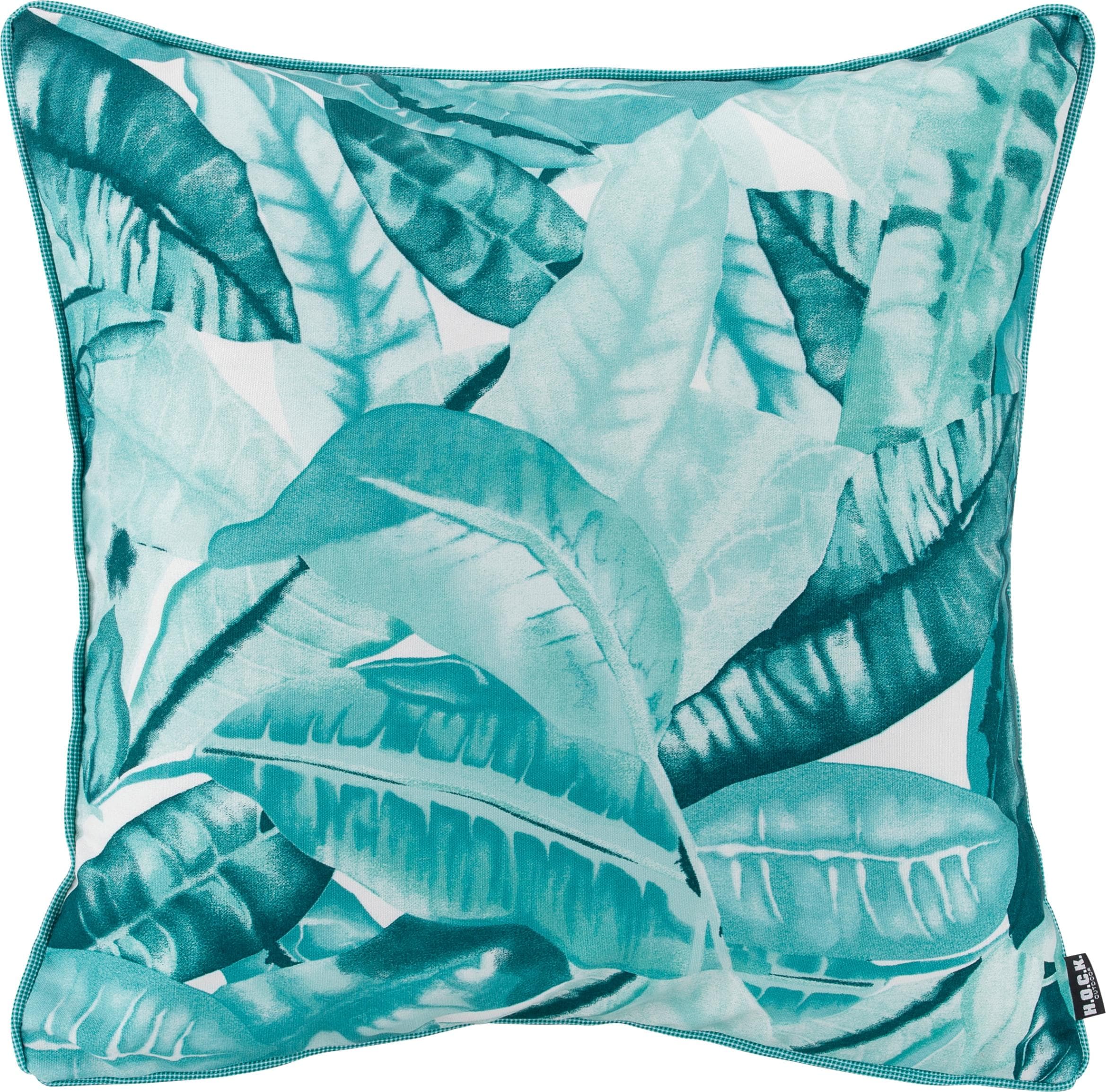 H.O.C.K. Dekokissen Amazonas türkis-blau Blattmuster Polyacryl