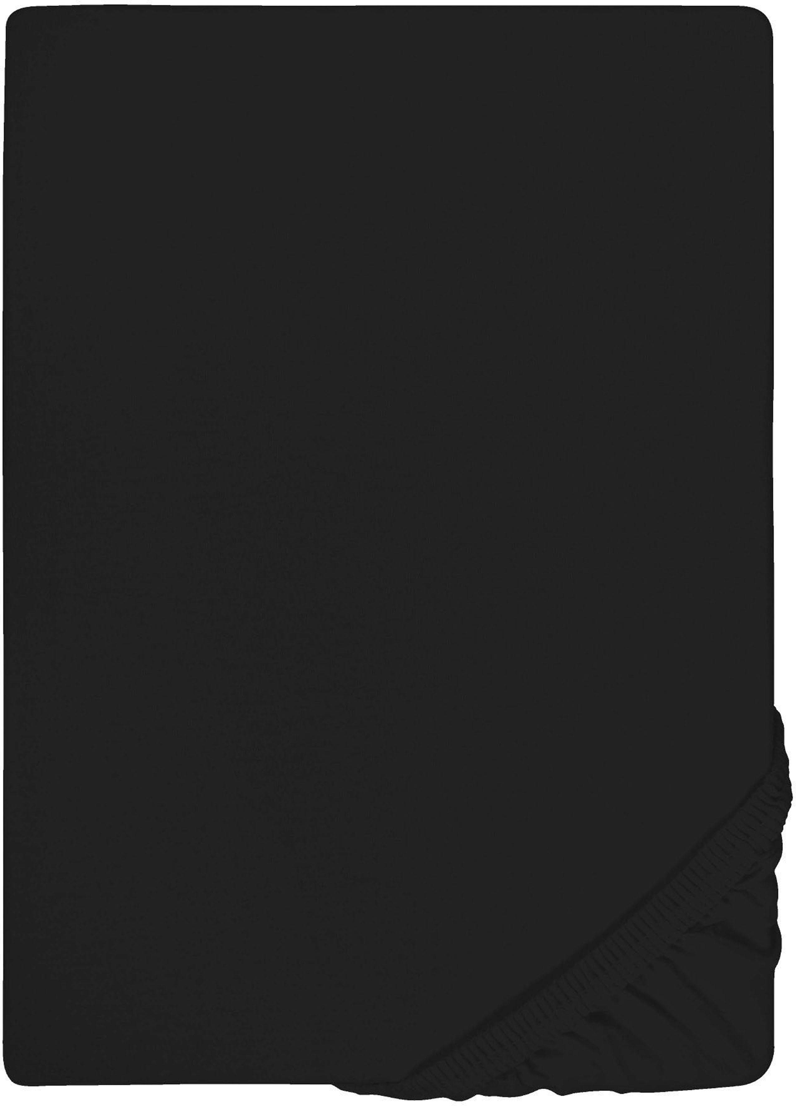 Biberna Spannbettlaken Samy Jersey-Elasthan Schwarz Rundumgummi