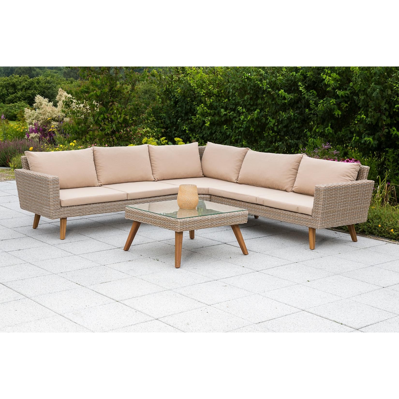 MERXX Pamplona Gartenlounge-Set Beige 5-tlg. Aluminium