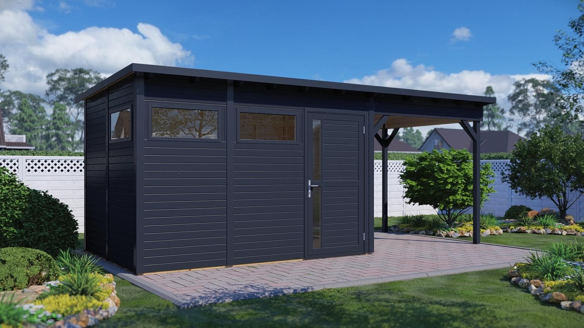 Gartenhaus BERTILO "Pentus 3 Lounge anthrazit" Massivholz anthrazit