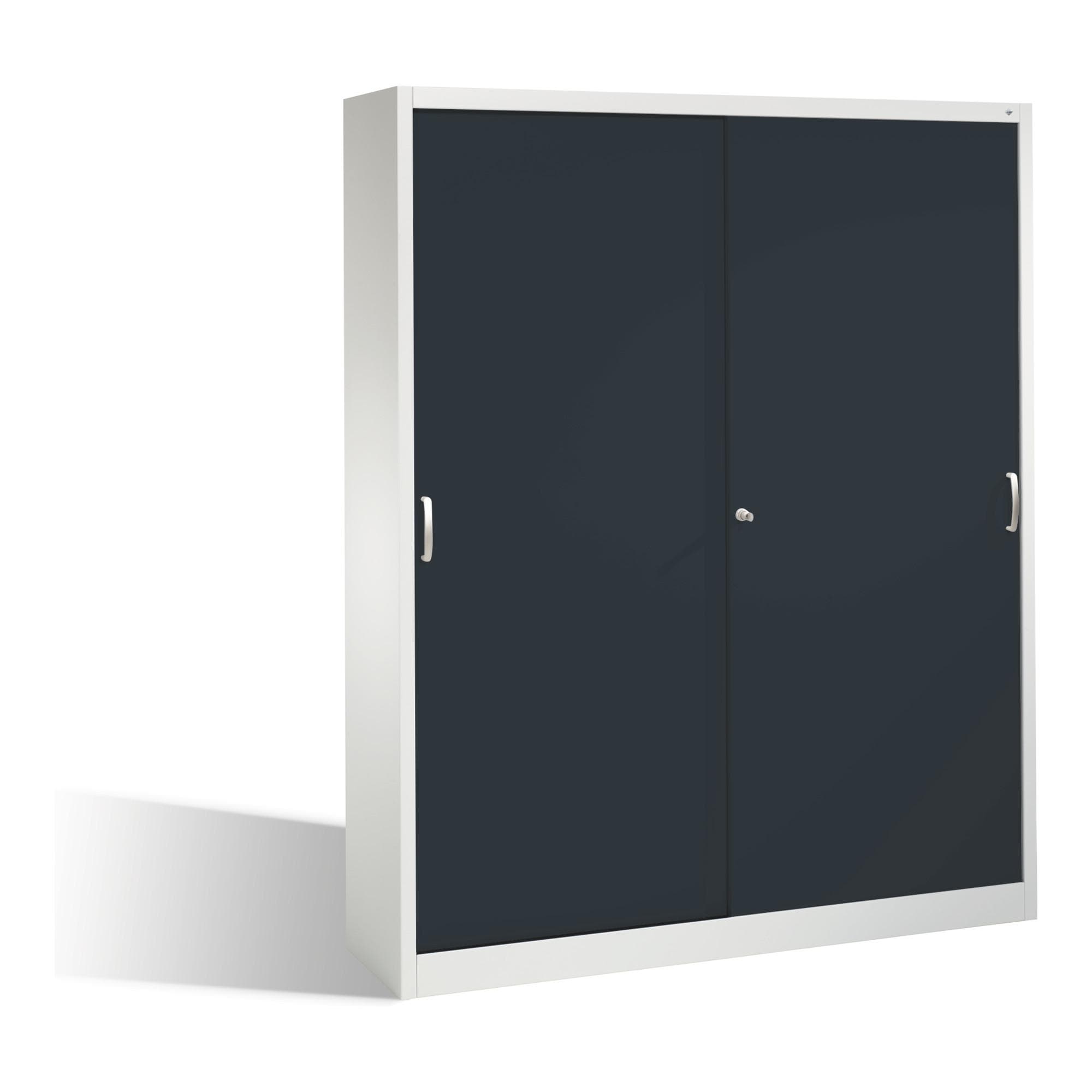 C+P Aktenschrank Acurado mit Schiebetüren, 2 x 5 Ordnerhöhen, Stahl, Schwarzgrau