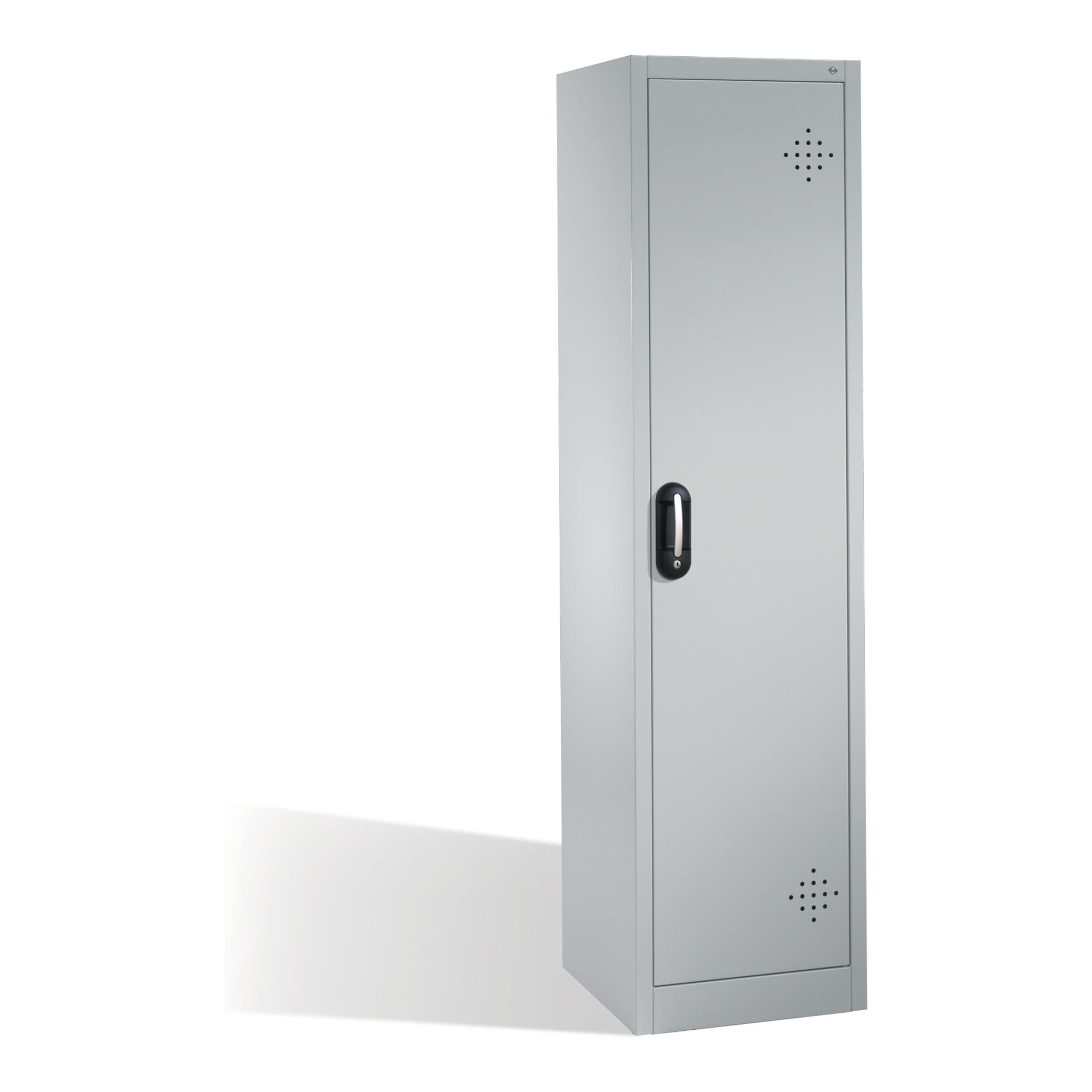 C+P Umweltschrank mit Drehtür, 4 Polyethylen-Wannen, Front Lichtgrau Korpus Lichtgrau