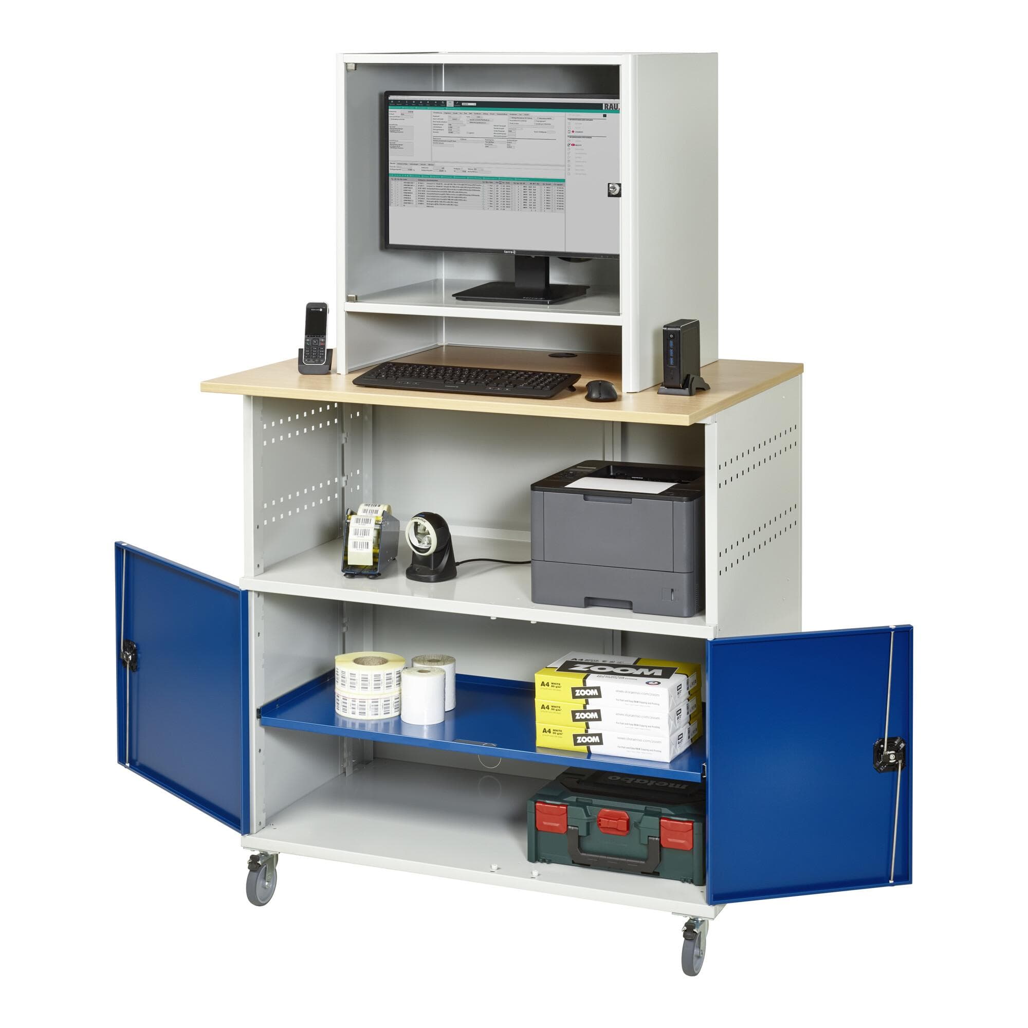 Rau Computer-Tisch 1022 mit Monitorgehäuse BucheDekor