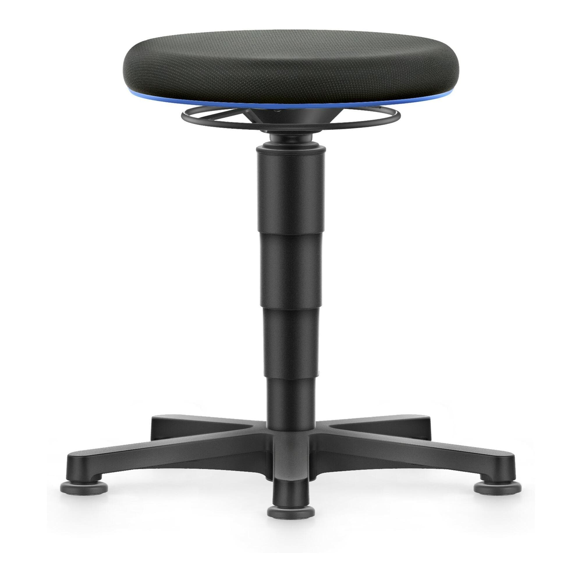 bimos Allround Hocker mit Gleiter, Stoff schwarz, Farbring blau