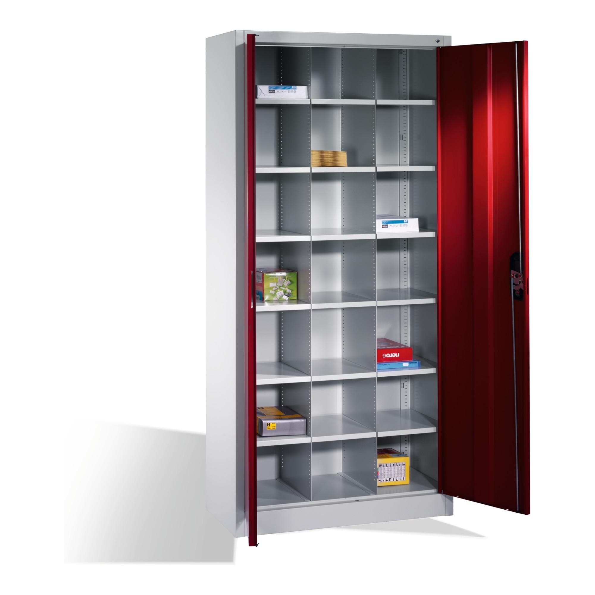 C+P Aktenschrank Acurado mit Drehtüren, 21 Gefache, Rubinrot