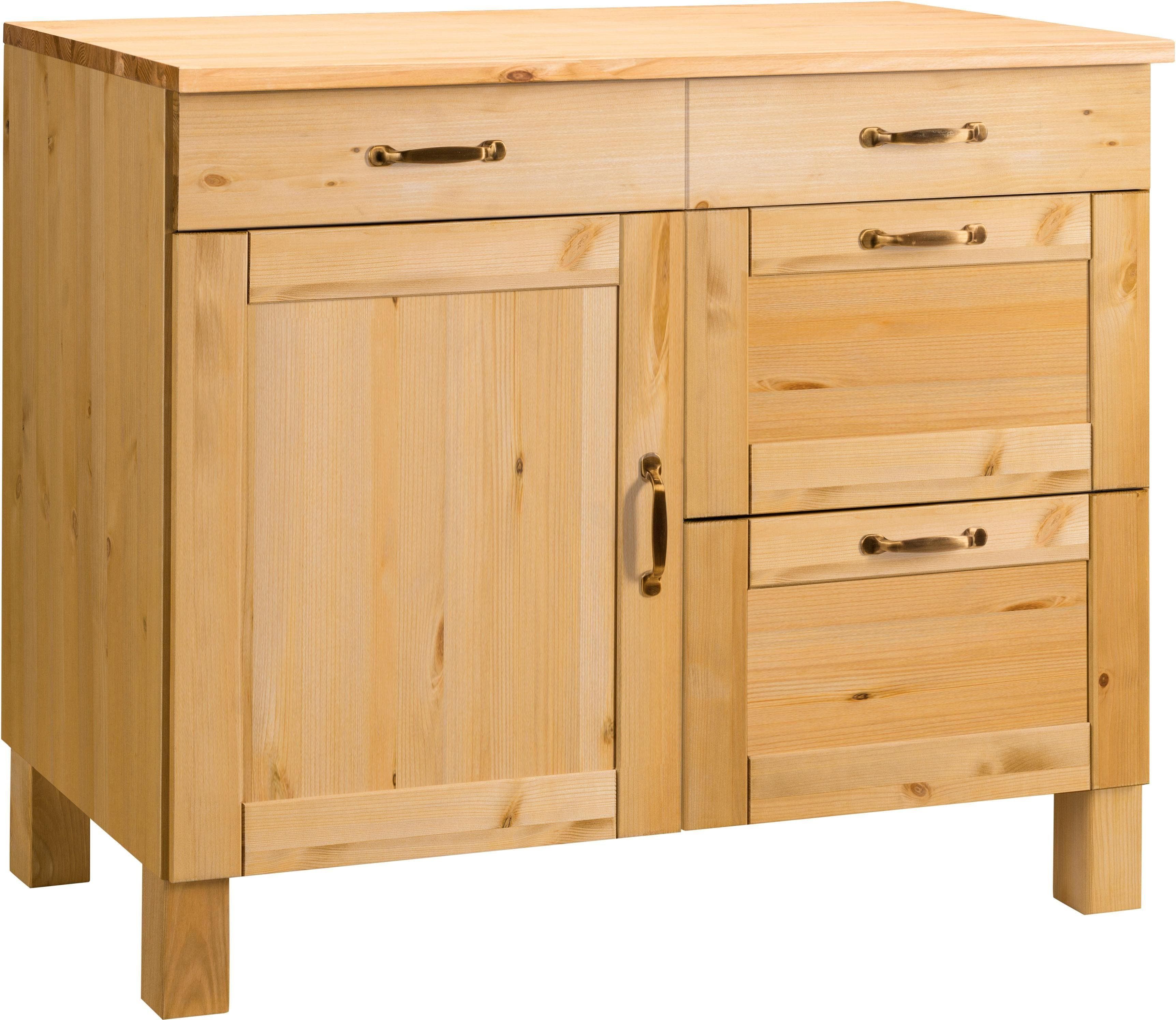 Home affaire Unterschrank Alby Beige Massivholz mit Arbeitsplatte